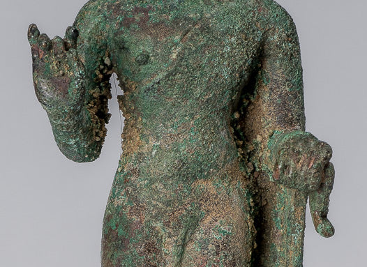 Estatua de Buda - Buda de enseñanza de bronce indonesio de estilo indonesio antiguo - 18 cm/7 "