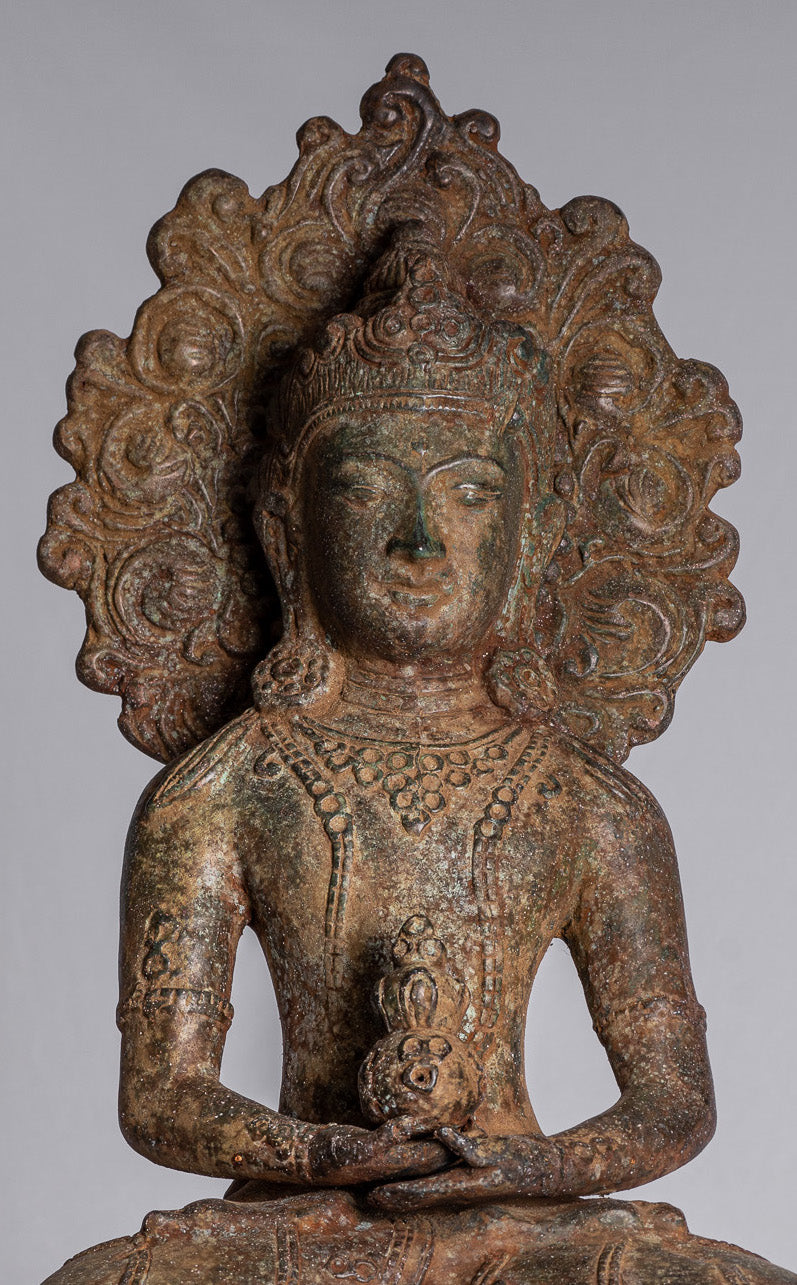 Buddha Statue mit Antique Indonesische Stil Bronze Javanese Amitabha Buddha Statue mit 43cm/17"