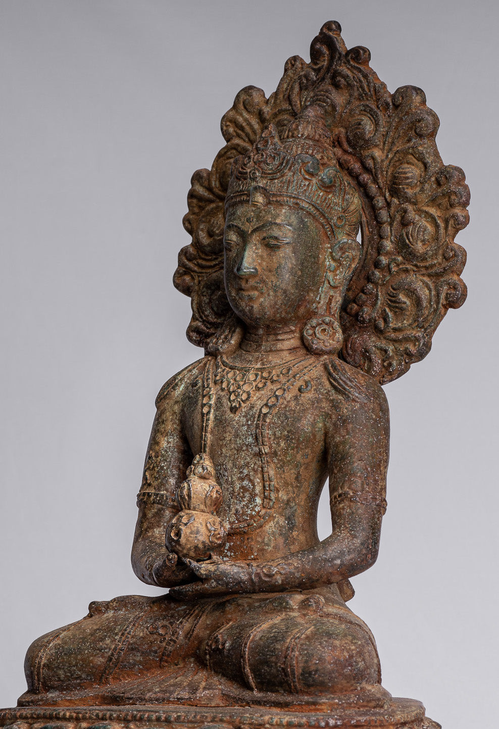 Buddha Statue mit Antique Indonesische Stil Bronze Javanese Amitabha Buddha Statue mit 43cm/17"