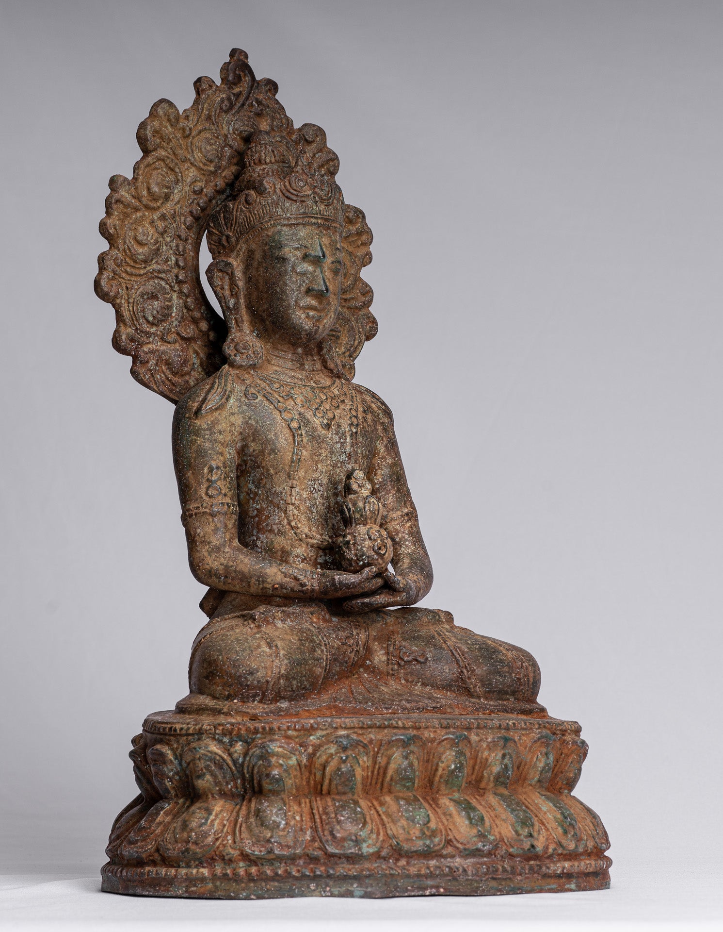 Buddha Statue mit Antique Indonesische Stil Bronze Javanese Amitabha Buddha Statue mit 43cm/17"