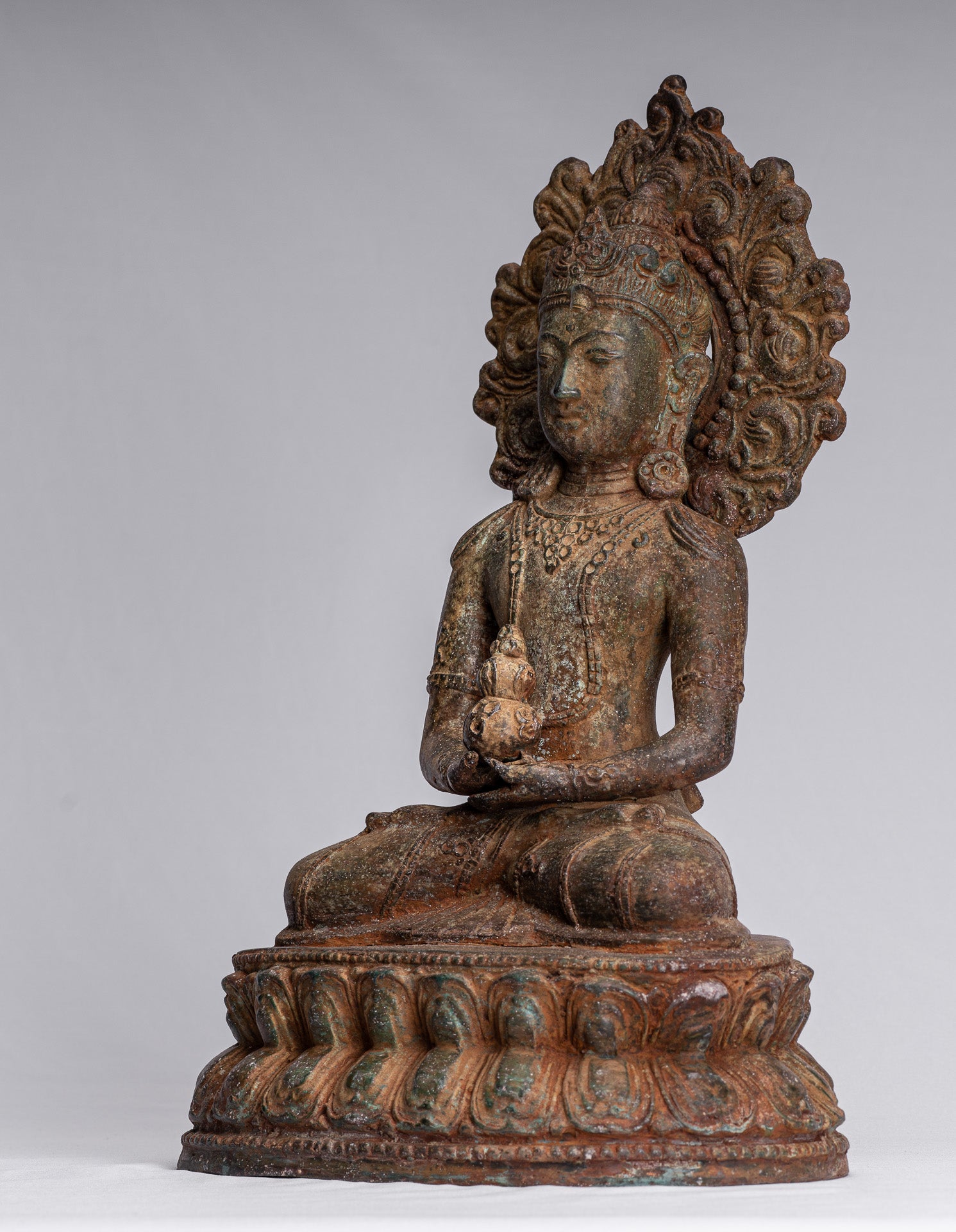 Buddha Statue mit Antique Indonesische Stil Bronze Javanese Amitabha Buddha Statue mit 43cm/17"