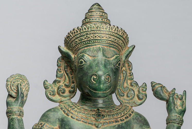 Kalkin Statue - Antique Khmer Style Standing Bronze Hayagriva Kalkin Horse of Vishnu - 56cm/22"