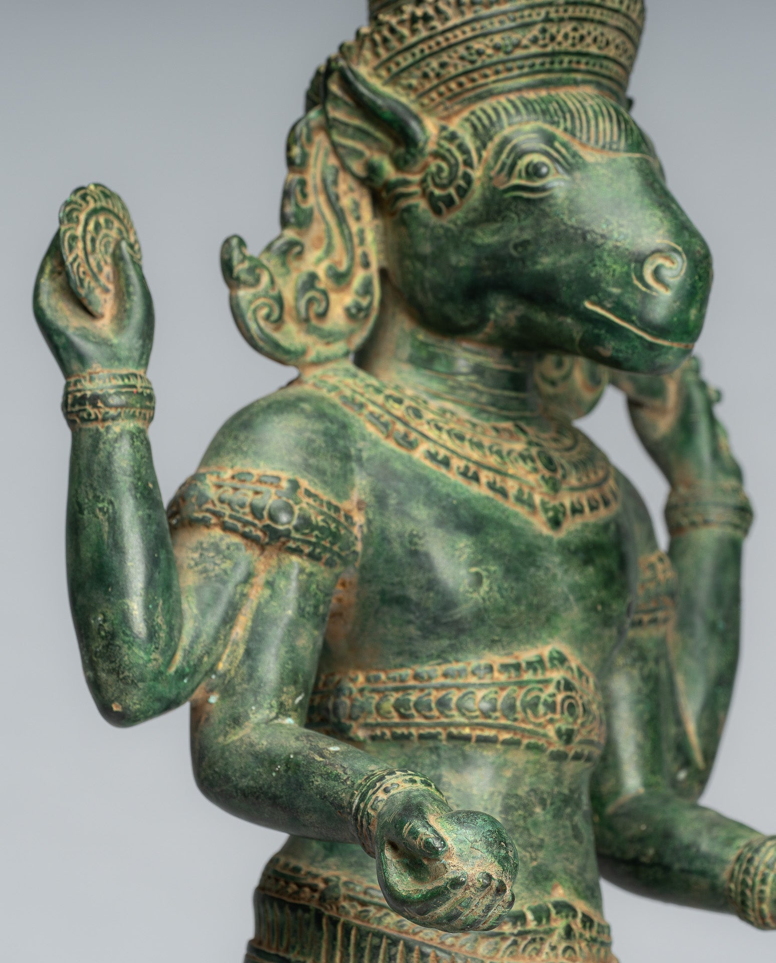 Kalkin Statue - Antique Khmer Style Standing Bronze Hayagriva Kalkin Horse of Vishnu - 56cm/22"