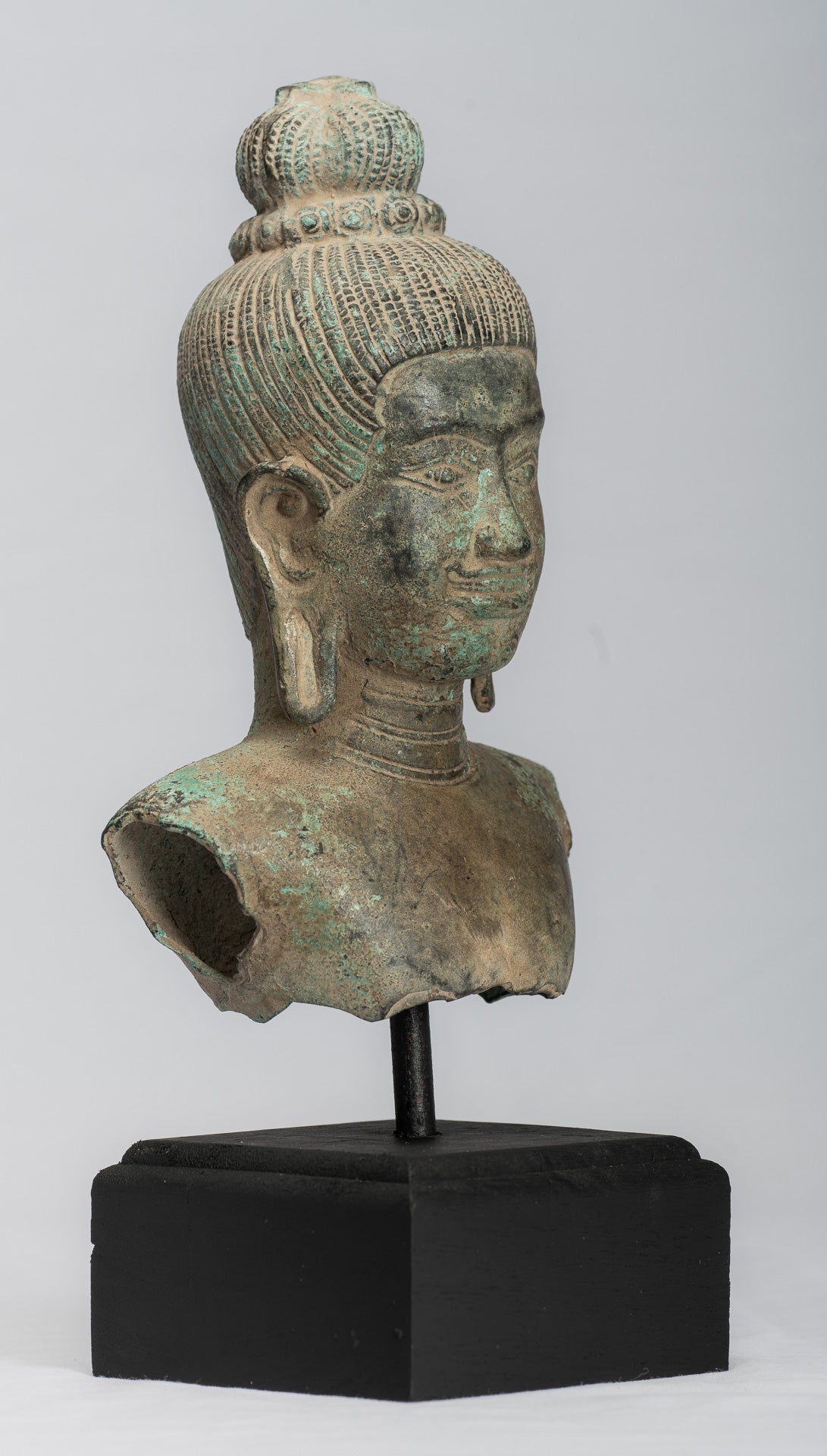 Statua del torso bronzo in stile Khmer antico - Protettore e conservatore -27cm/11 "