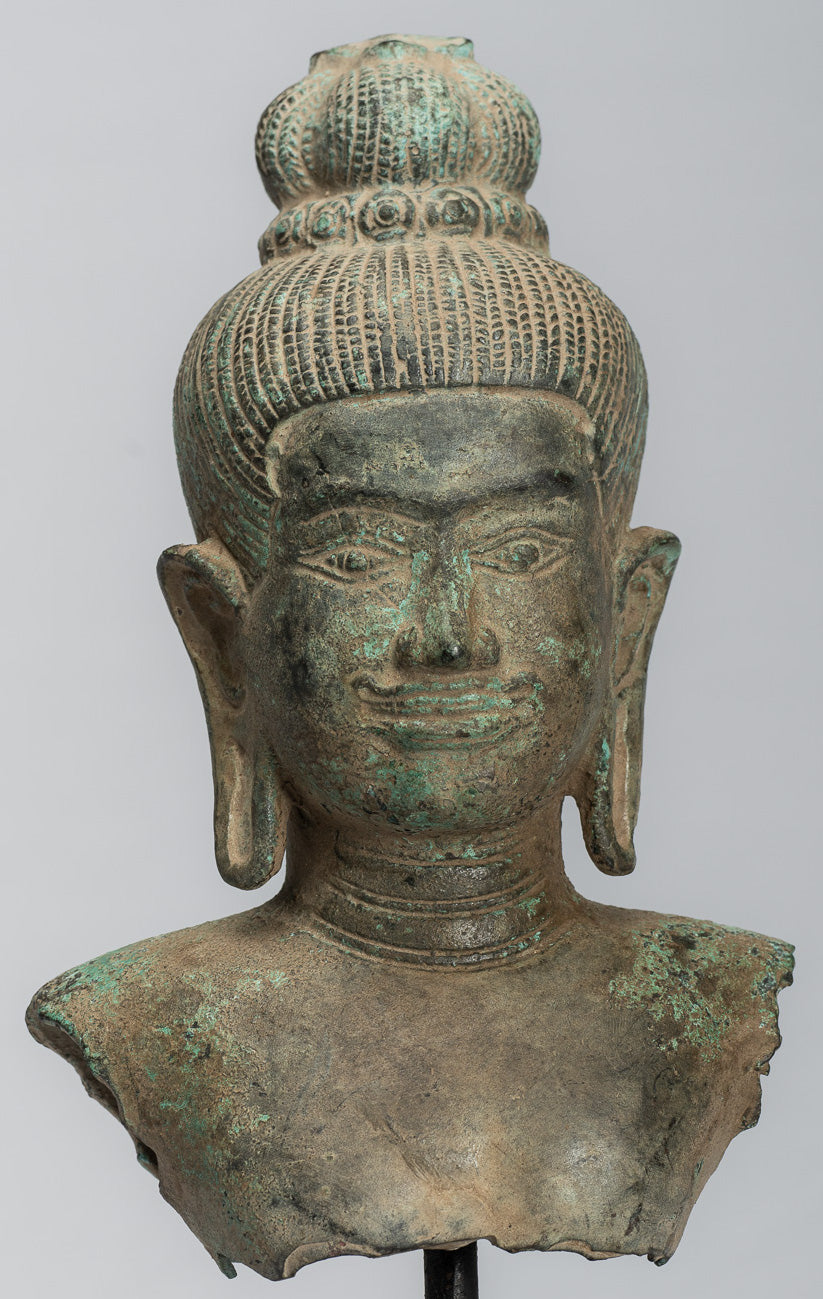 Statua del torso bronzo in stile Khmer antico - Protettore e conservatore -27cm/11 "