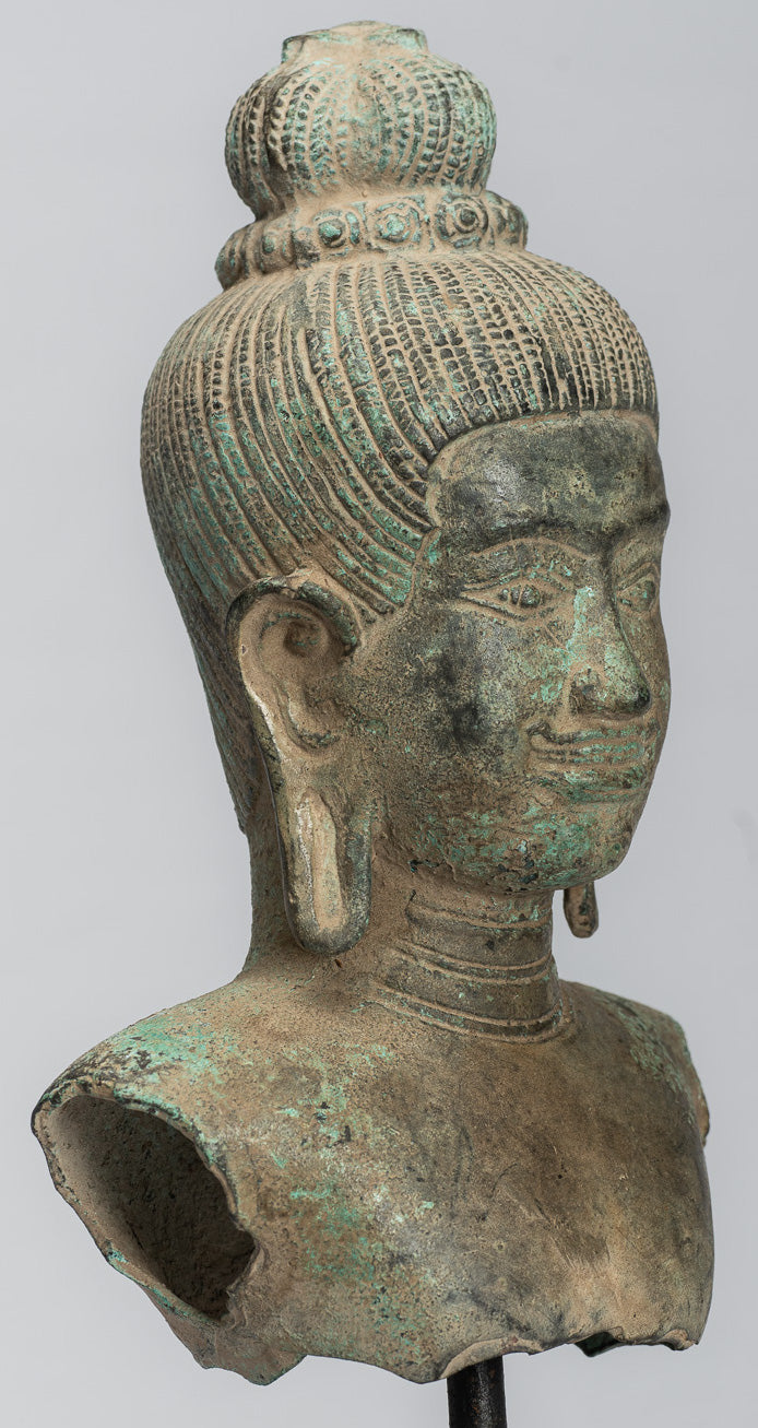 Statua del torso bronzo in stile Khmer antico - Protettore e conservatore -27cm/11 "