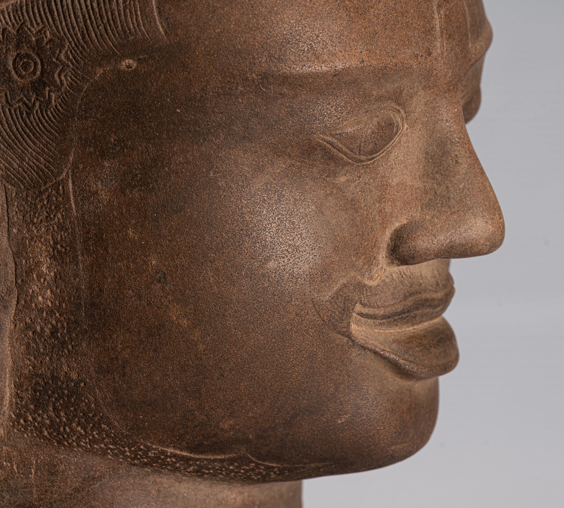 Angkor Wat Style de piedra antiguo montado en piedra Dvarapala Templo Guardian - 50 cm / 20 "