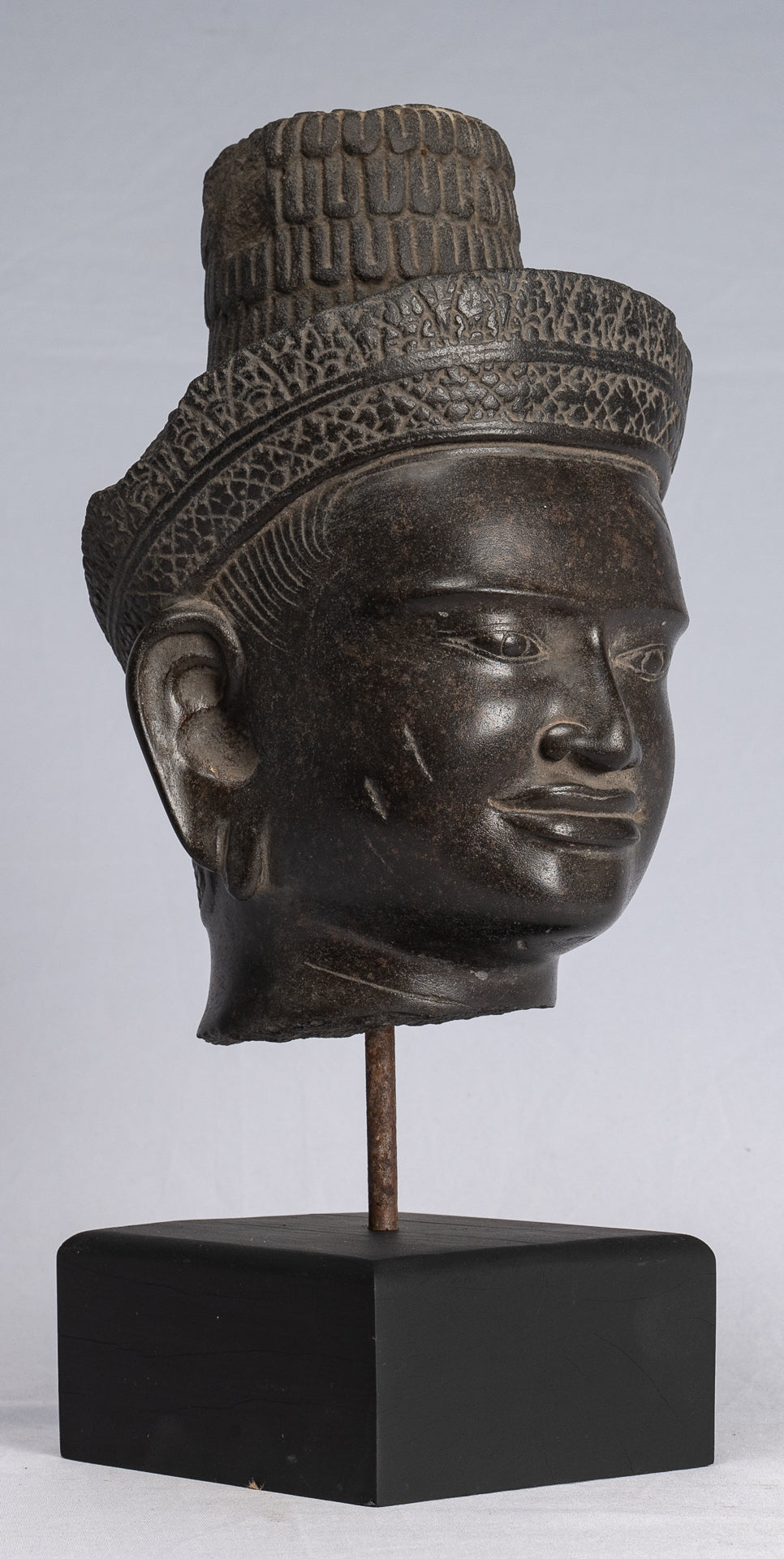 Buddha Statue-Antike Koh Ker Style Khmer Stein Buddha Kopf Statue-34cm/14 "