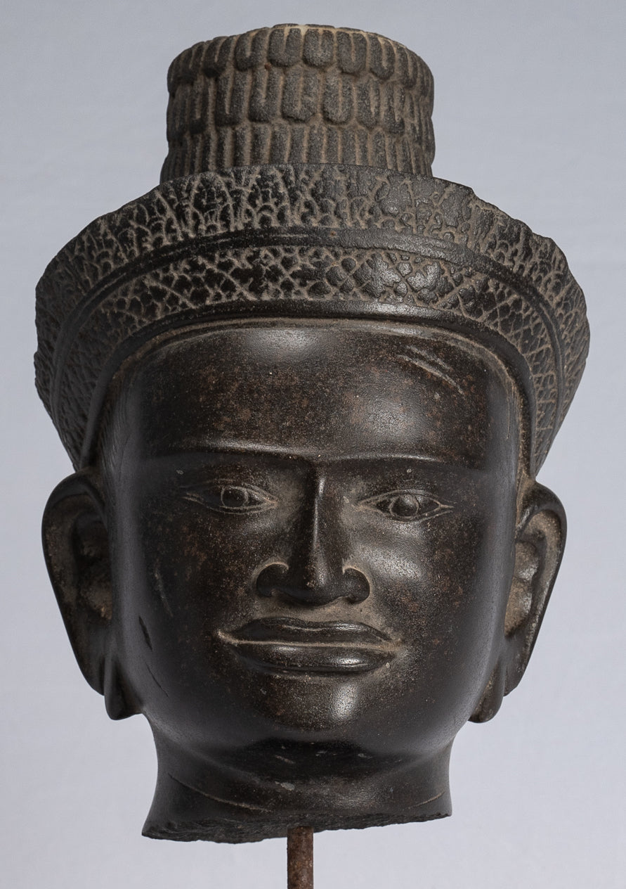 Buddha Statue-Antike Koh Ker Style Khmer Stein Buddha Kopf Statue-34cm/14 "