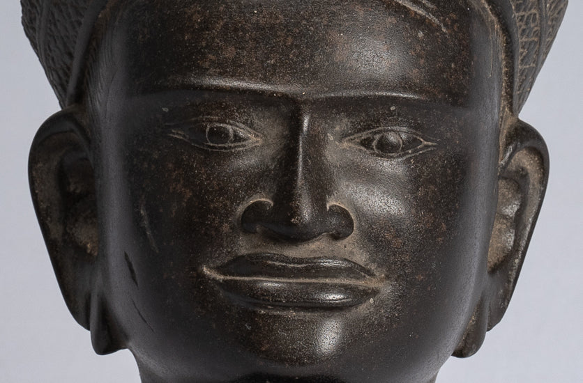 Buddha Statue-Antike Koh Ker Style Khmer Stein Buddha Kopf Statue-34cm/14 "