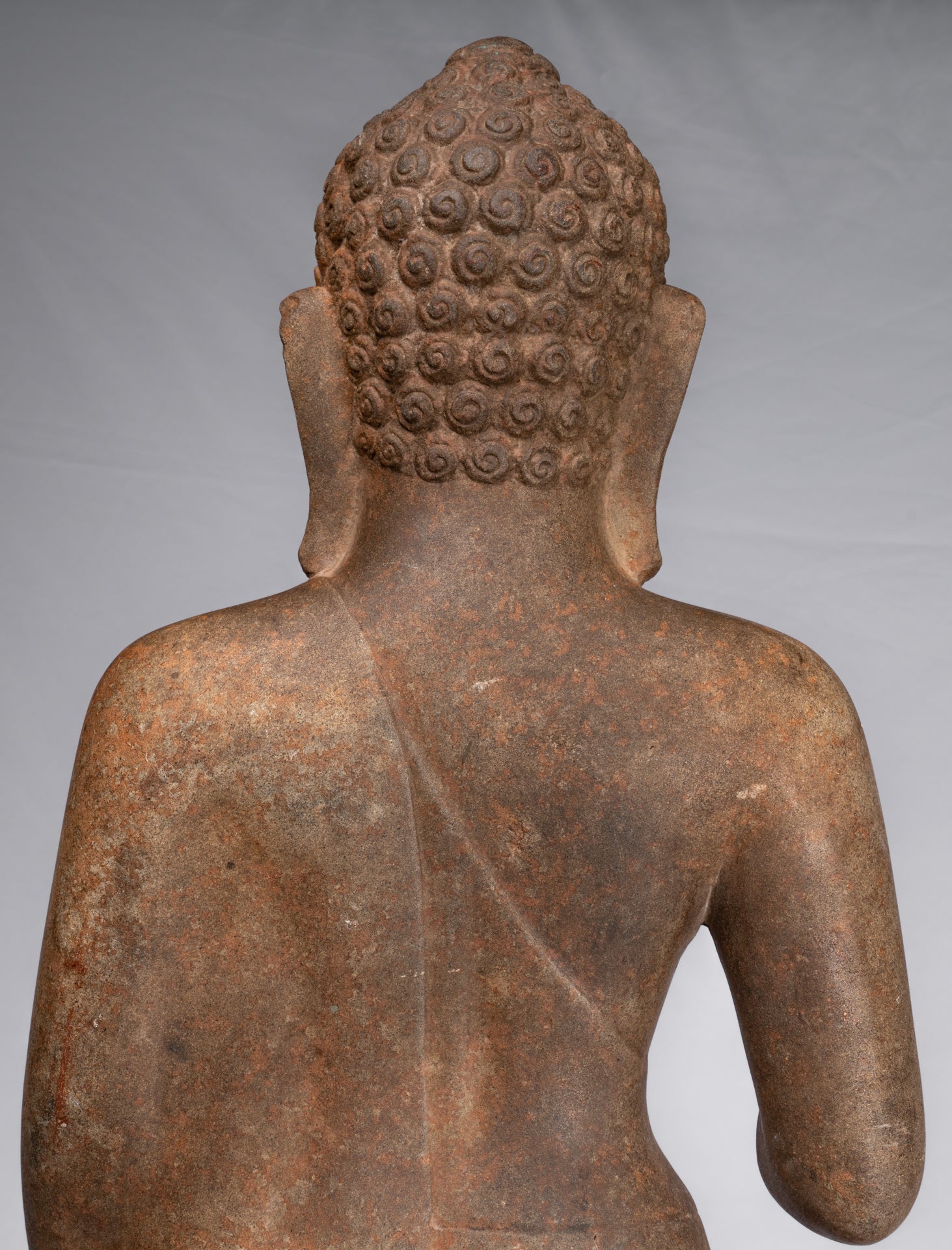 Buddha Statue-Antike Thai Style Standing Stone Dvaravati Buddha Statue-100cm/40 " Tall