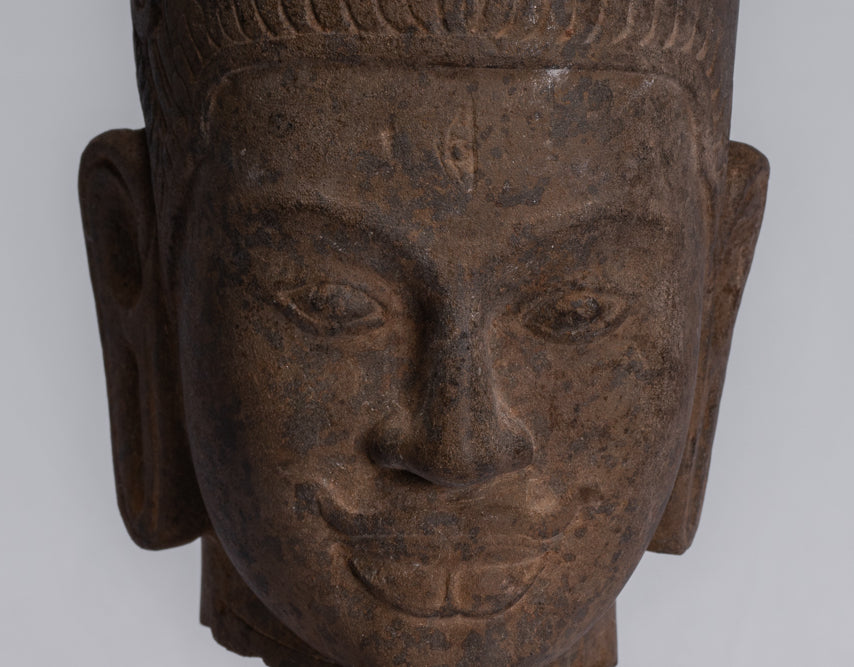 État de Harihara – Tête antique Faum Da Style Hari Hari ou Vishnu et Shiva – 31 cm/12"