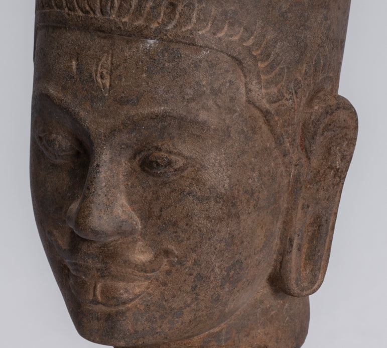 État de Harihara – Tête antique Faum Da Style Hari Hari ou Vishnu et Shiva – 31 cm/12"