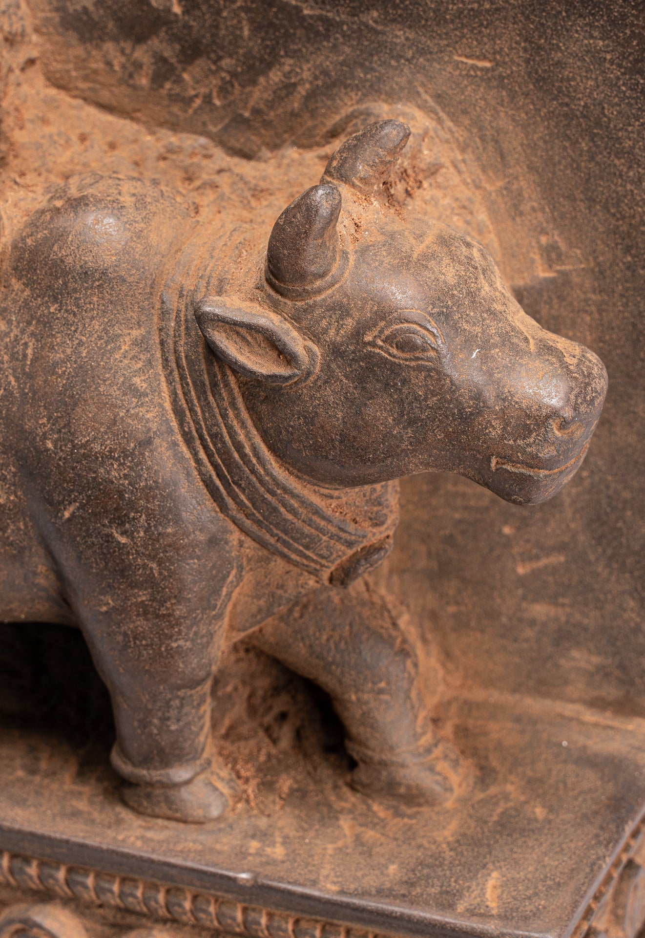 Antique Baphuon Style Stone Khmer Sanskrit Stele with Nandi - 72cm / 29"