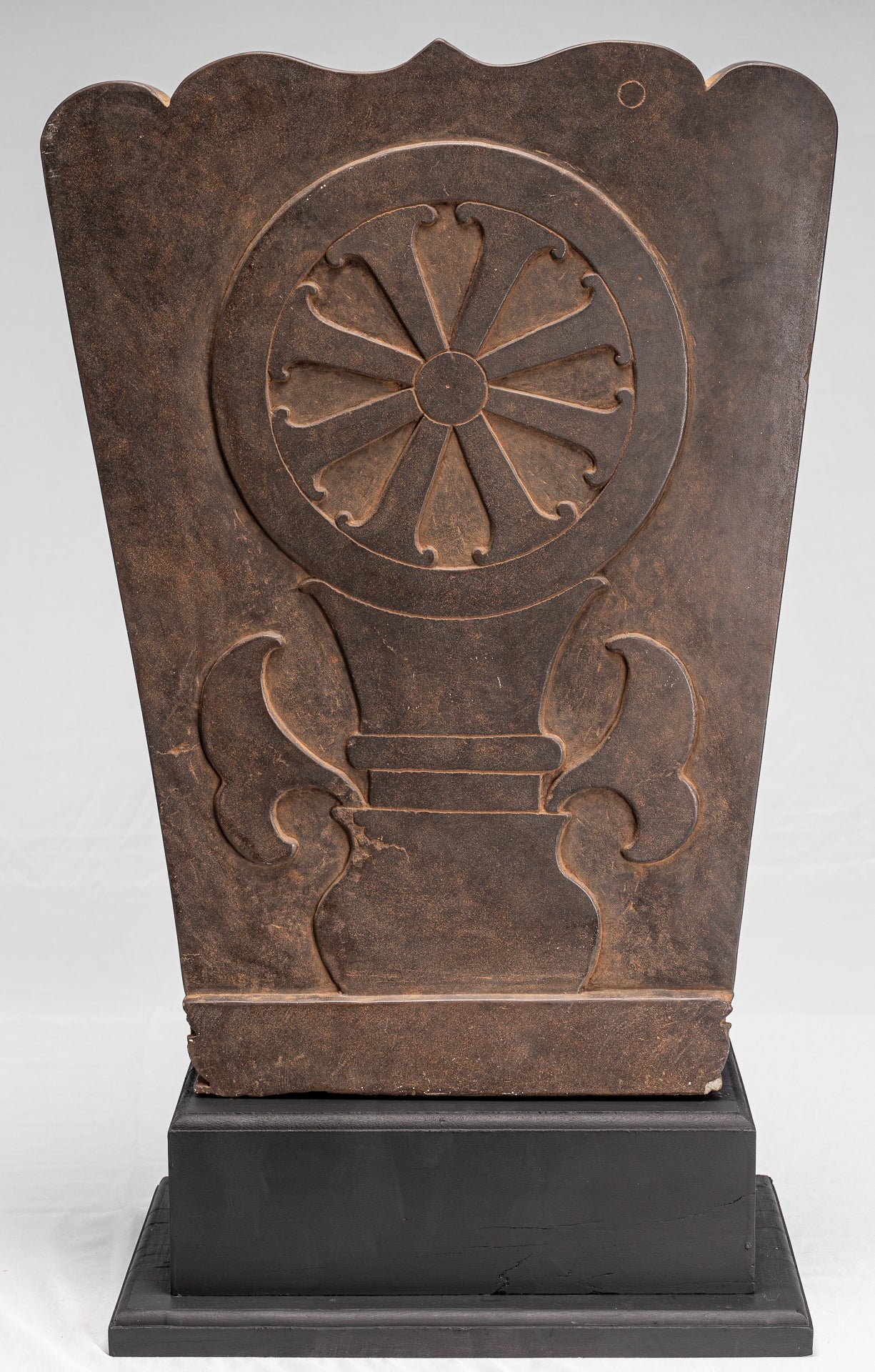 Antique Baphuon Style Stone Khmer Sanskrit Stele with Nandi - 72cm / 29"