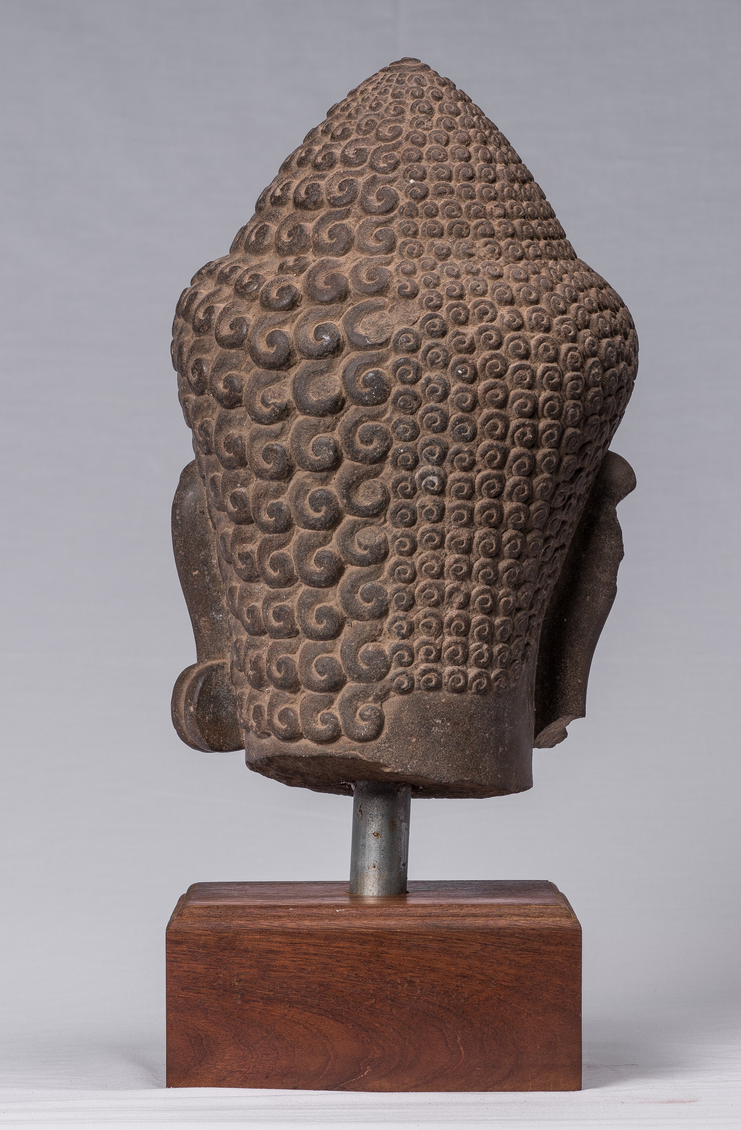 Shiva Statue-Antique Khmer Style Brown Stone Yaksha & Yakshaswaroop Shiva Head-47cm/19 "