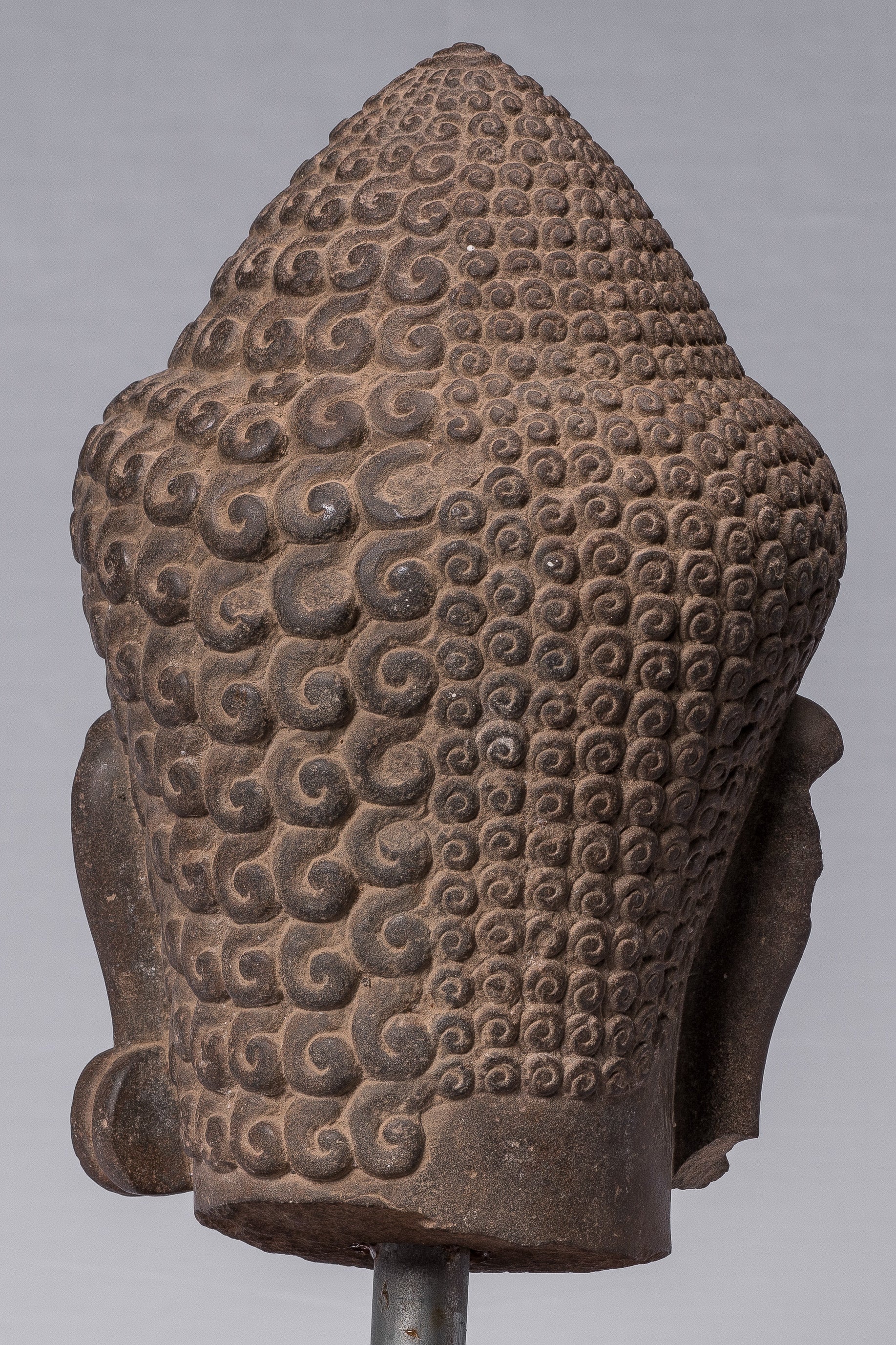 Shiva Statue-Antique Khmer Style Brown Stone Yaksha & Yakshaswaroop Shiva Head-47cm/19 "