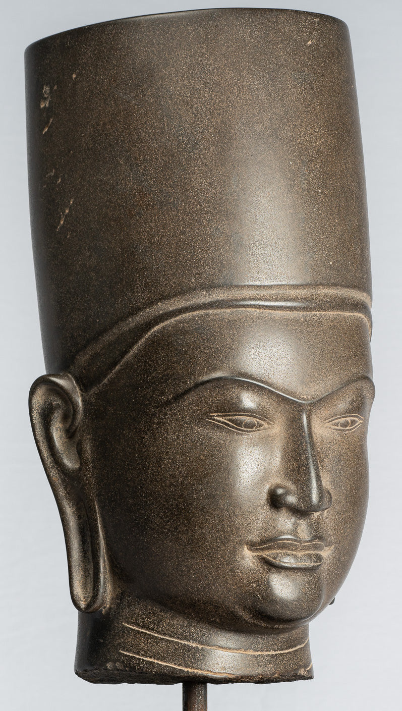 Antique Phnom Da Style Khmer Vishnu Head - Protettore e Conserver - 54Cm/22 "