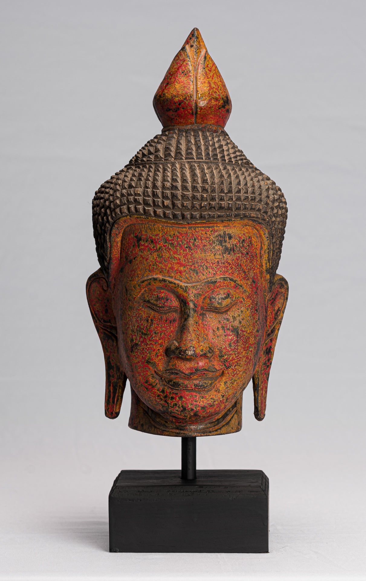 Estatua de Buda - Estatua de la cabeza de Buda de Madera Roja del Sudeste de Justicia del Sudeste de Justicia - 40 cm/16 "