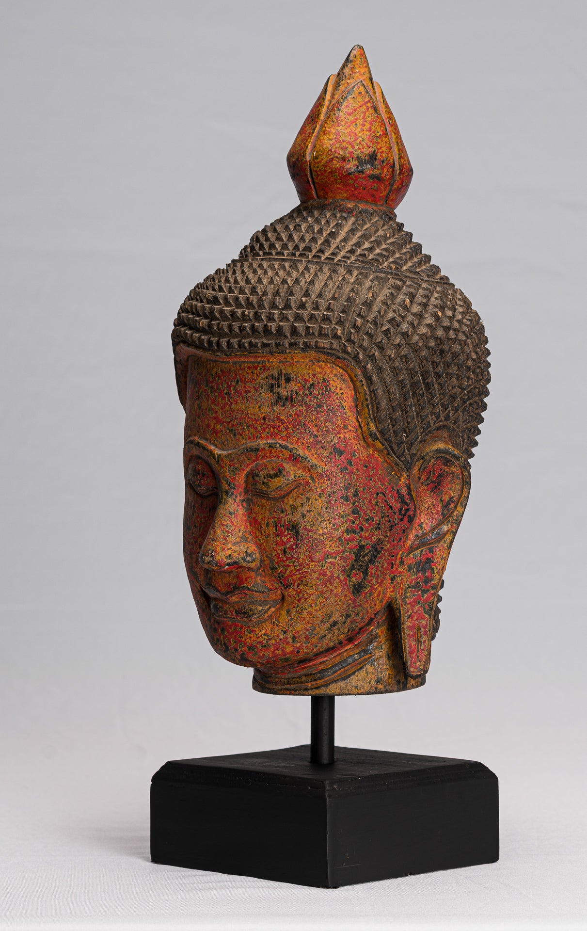 Estatua de Buda - Estatua de la cabeza de Buda de Madera Roja del Sudeste de Justicia del Sudeste de Justicia - 40 cm/16 "