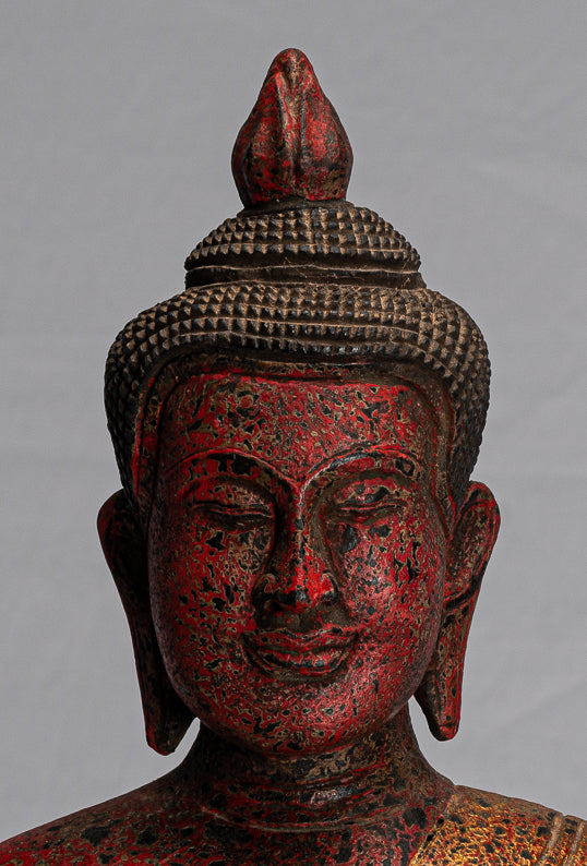 Estatua de Buda - Estatua de Buda de la Madera de Madera Asia ASIA ASIA ASIA - 43cm/17 "