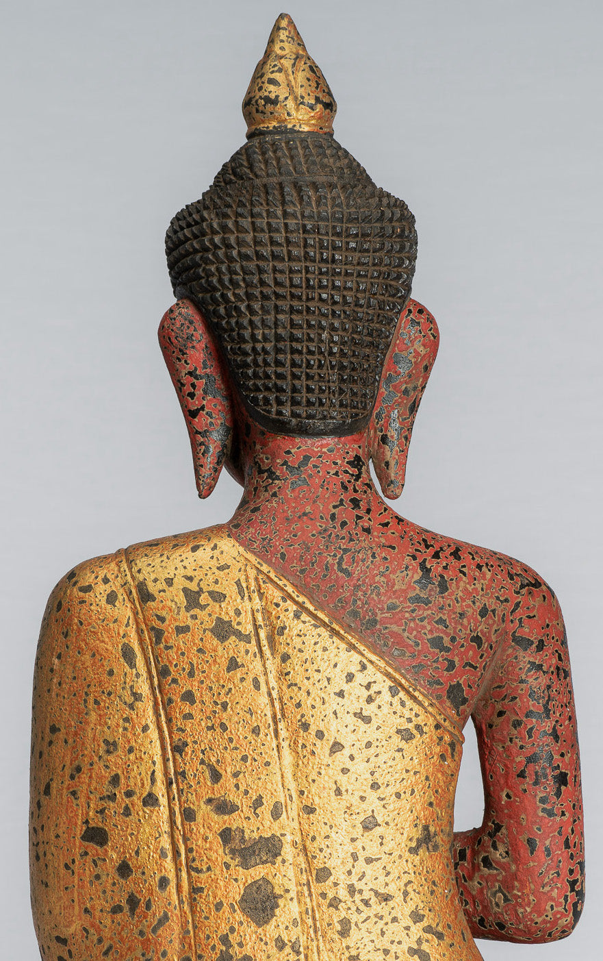 Buddha Statue - Antique Khmer Style Cambodia Seated Wood Buddha Statue Teaching Mudra - 53cm/21"