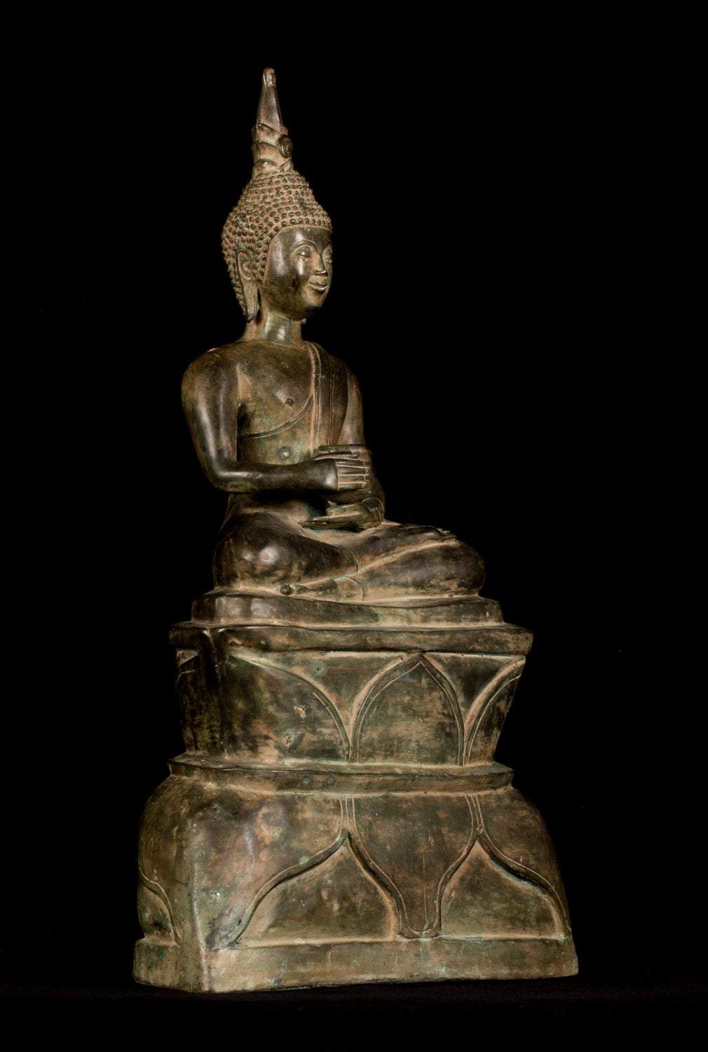 Estatua de Buda Antigua -Estatua de Buda de Bronce Antique Laos Gautama - 64 cm/25 "