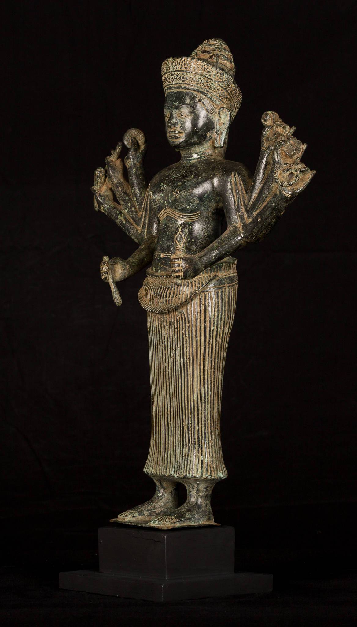 Antique Khmer Style Koh Ker Durga Mahishasuramardini Statue-54cm/22 "