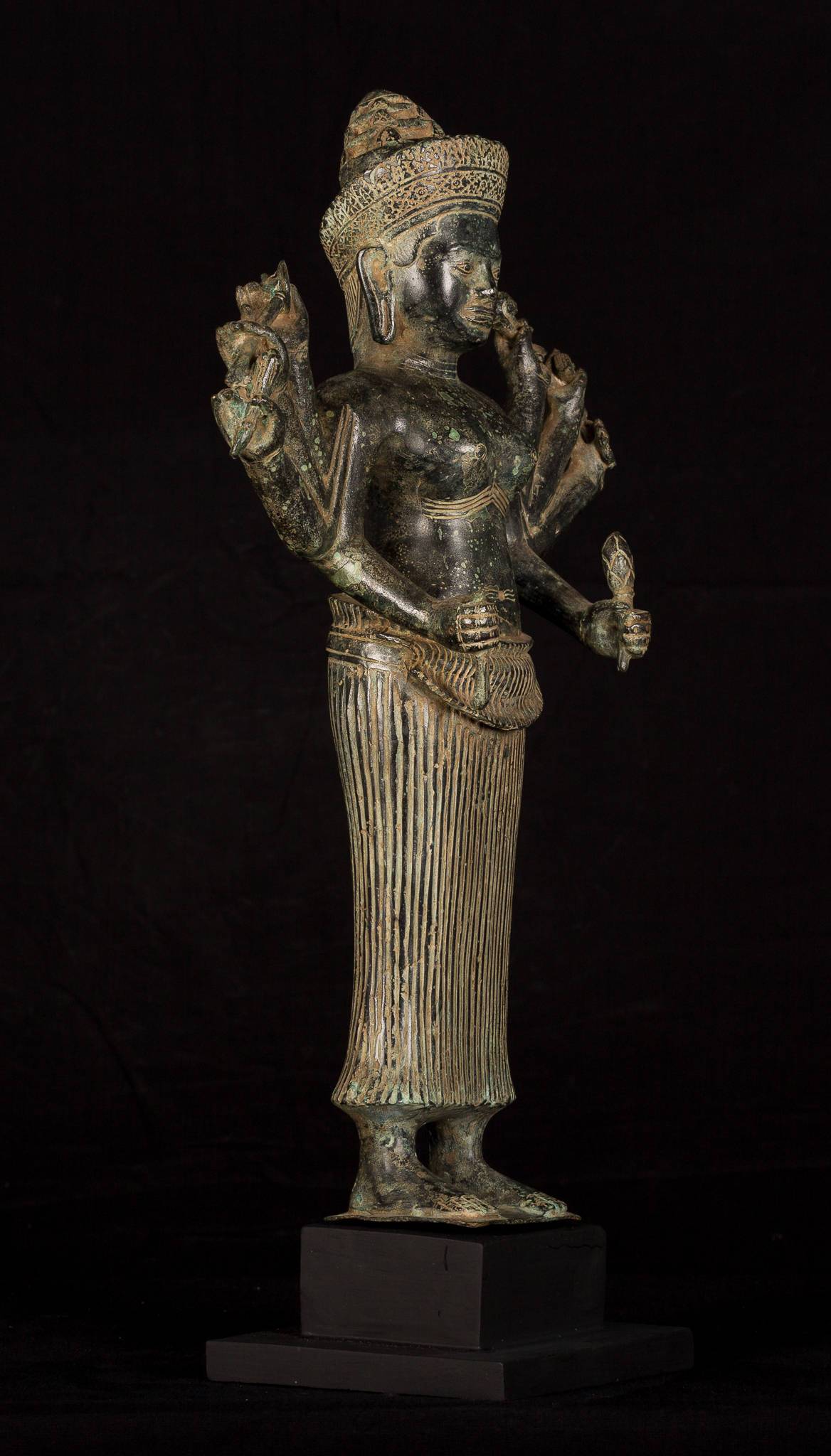 Antique Khmer Style Koh Ker Durga Mahishasuramardini Statue-54cm/22 "