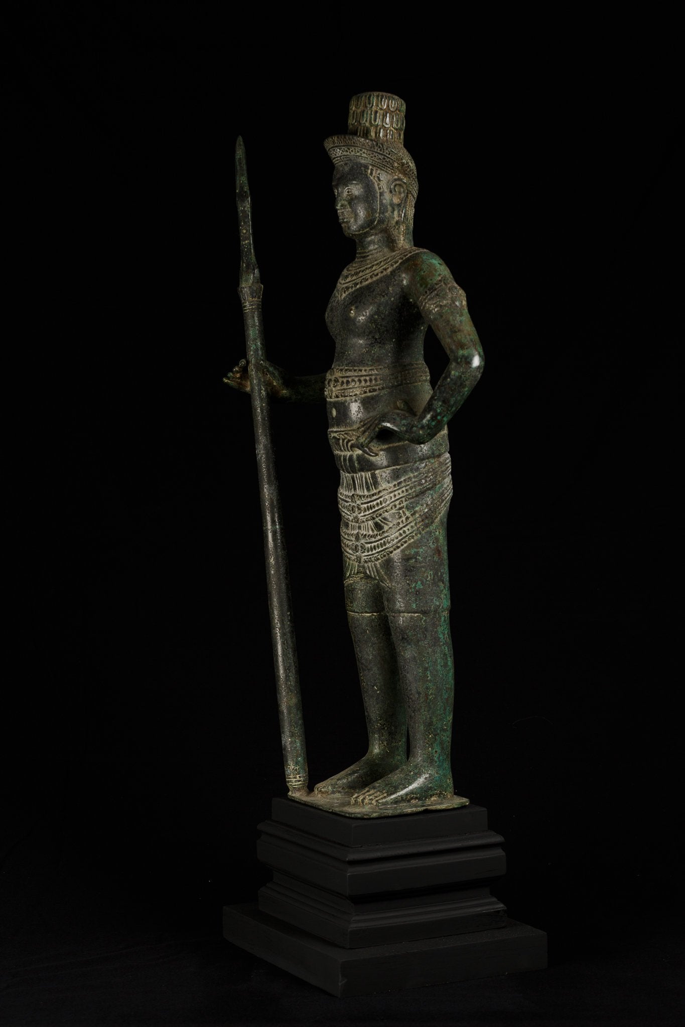 Antique Khmer Style Bronze Standing Angkor Wat Style Shiva with Spear -93cm/37"