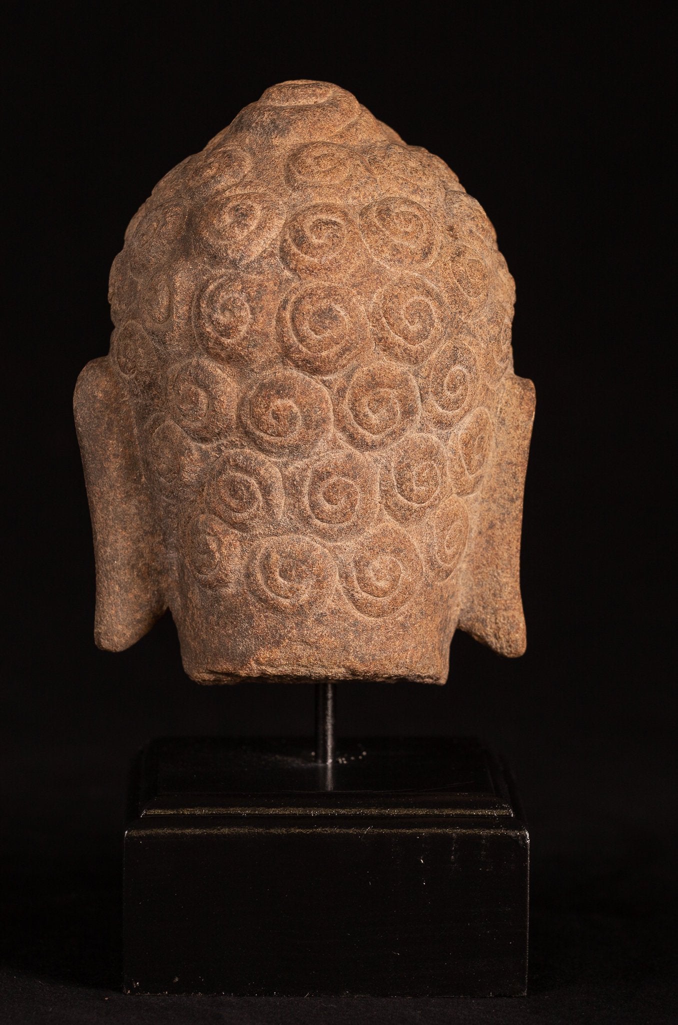 Estatua de Buda Antigua - Estatua de la cabeza de Buda de Buda de Dvaravati Thai Thai Thai Thai - 23cm/9 "