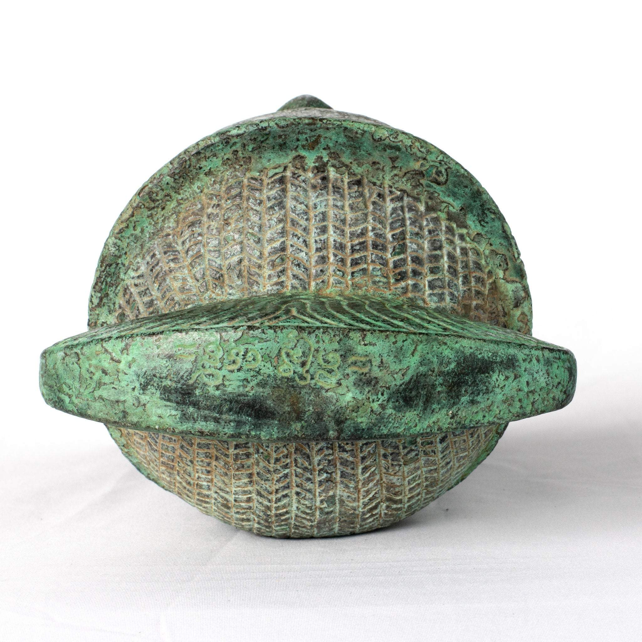 Lakshmi ou Devi/Tête Divine en Bronze de Style Khmer Antique - 24 cm/10"