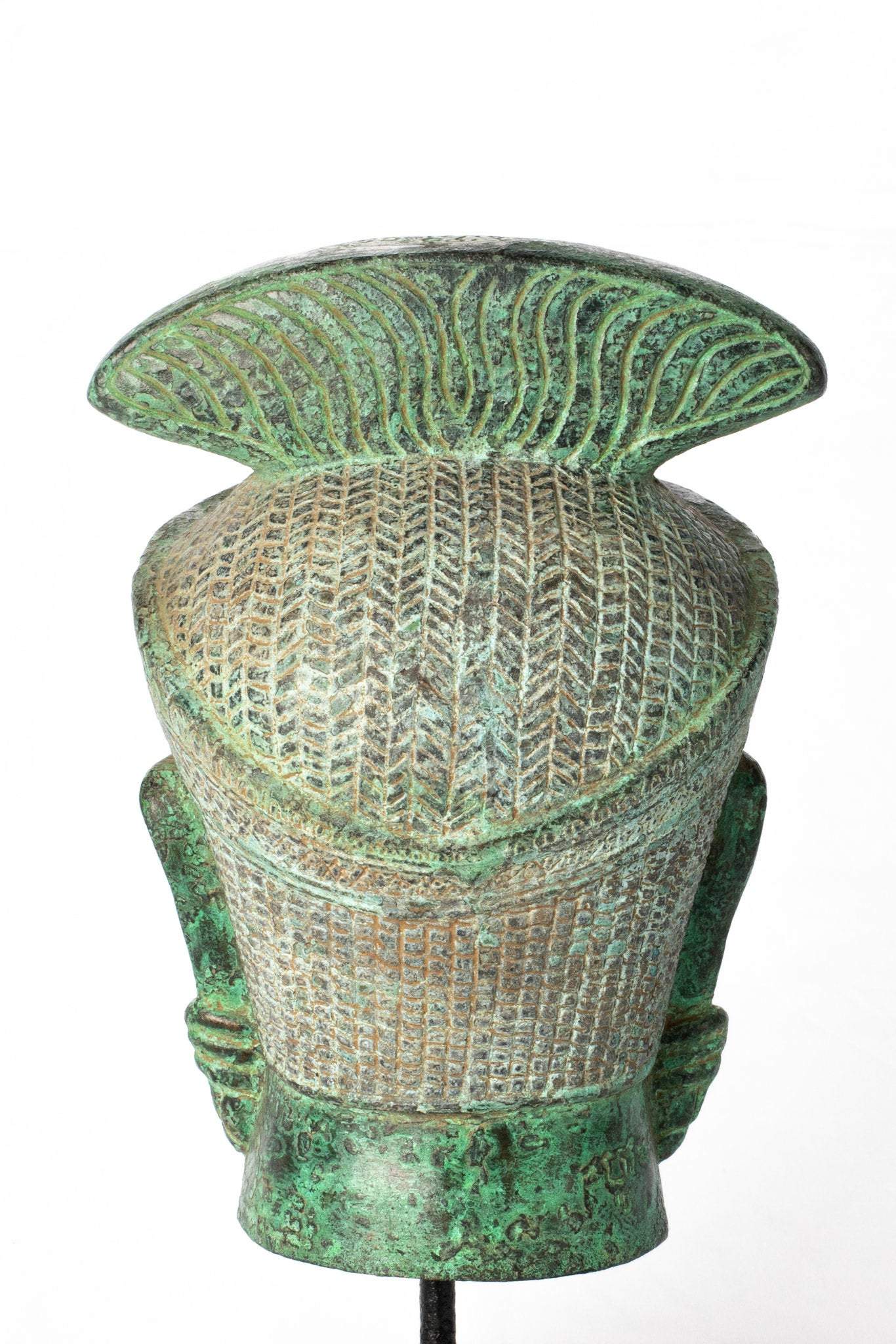 Lakshmi ou Devi/Tête Divine en Bronze de Style Khmer Antique - 24 cm/10"