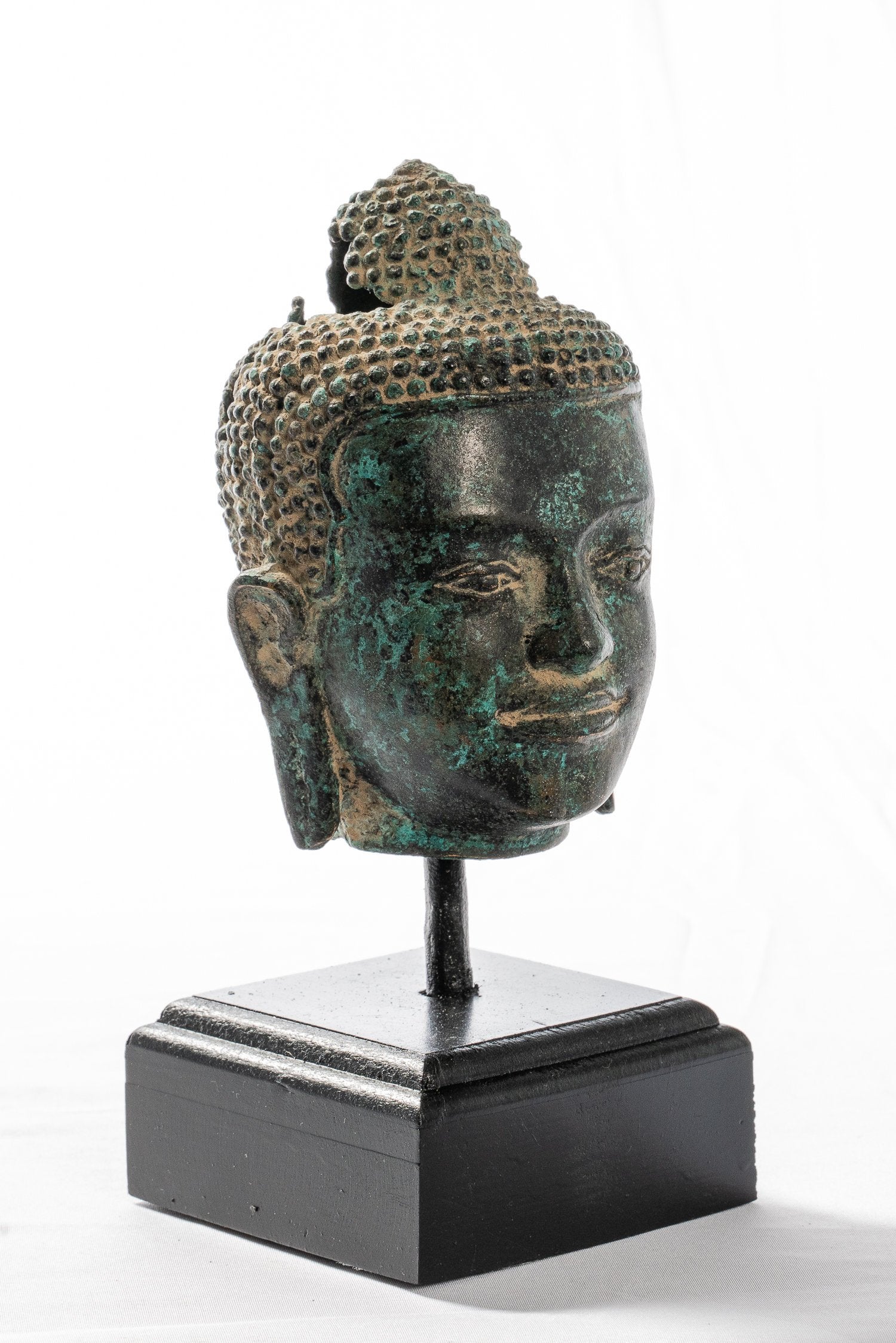 Estatua de Buda - Estatua de cabeza de bronce de bronce de bronce montado en el estilo de estilo tailandés de estilo tailandés - 19cm/8 "