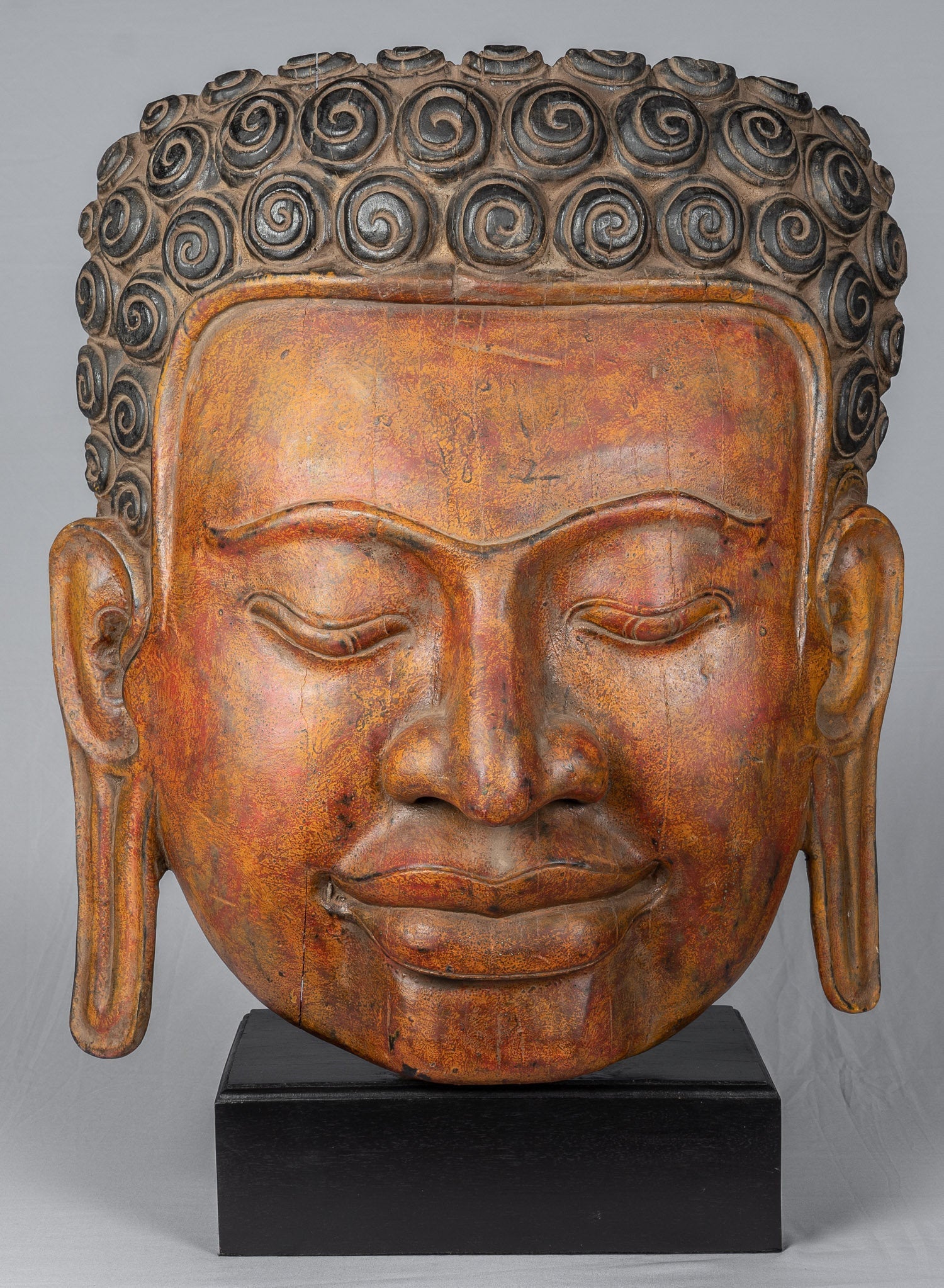 Bouddha - antique khmer style Asie du Sud - est en bois illuminé Bouddha - 70cm / 28 "