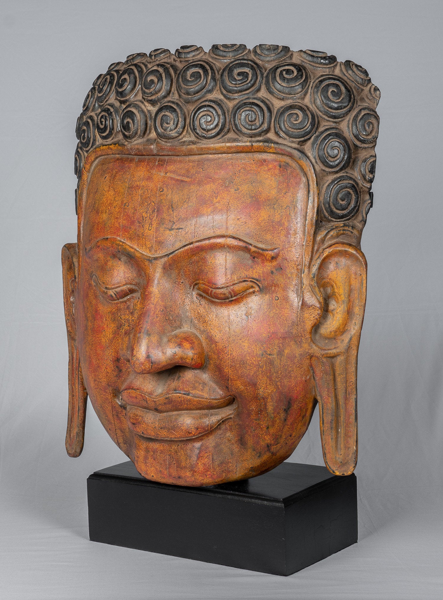 Bouddha - antique khmer style Asie du Sud - est en bois illuminé Bouddha - 70cm / 28 "