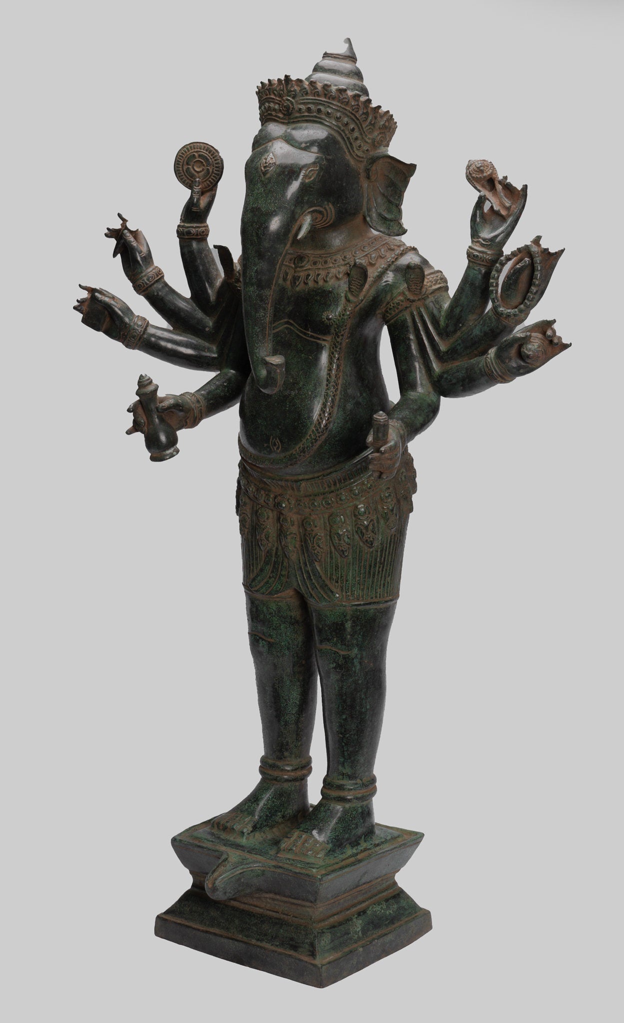 Estatua de Ganesha - Estatua de bronce de bronce de estilo Jhmer antiguo y Yoni - 86 cm/34 "