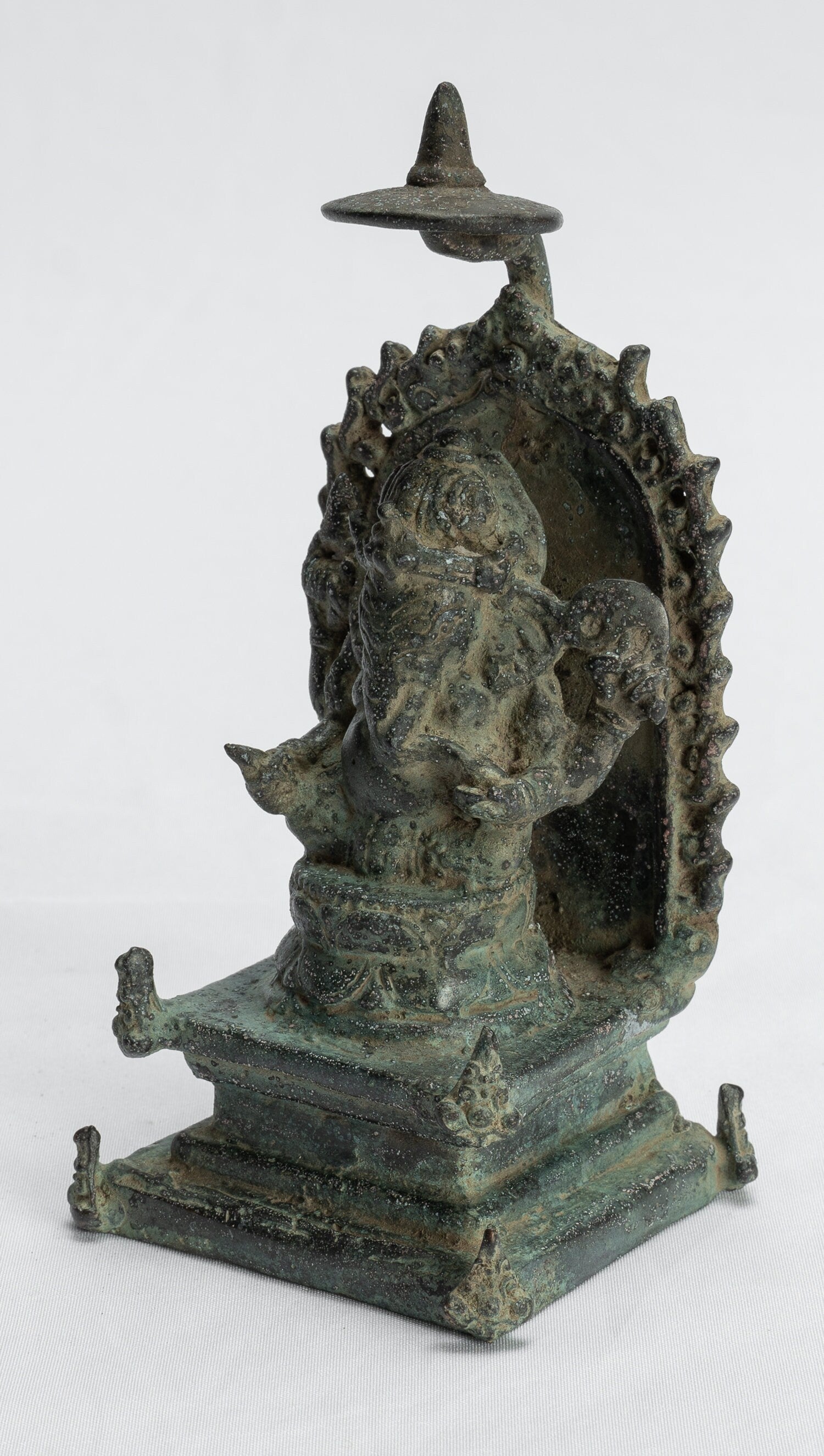 Estatua de Ganesha - Estatua de Ganesha indonesia de bronce de estilo javanés antiguo - 14 cm/6 "