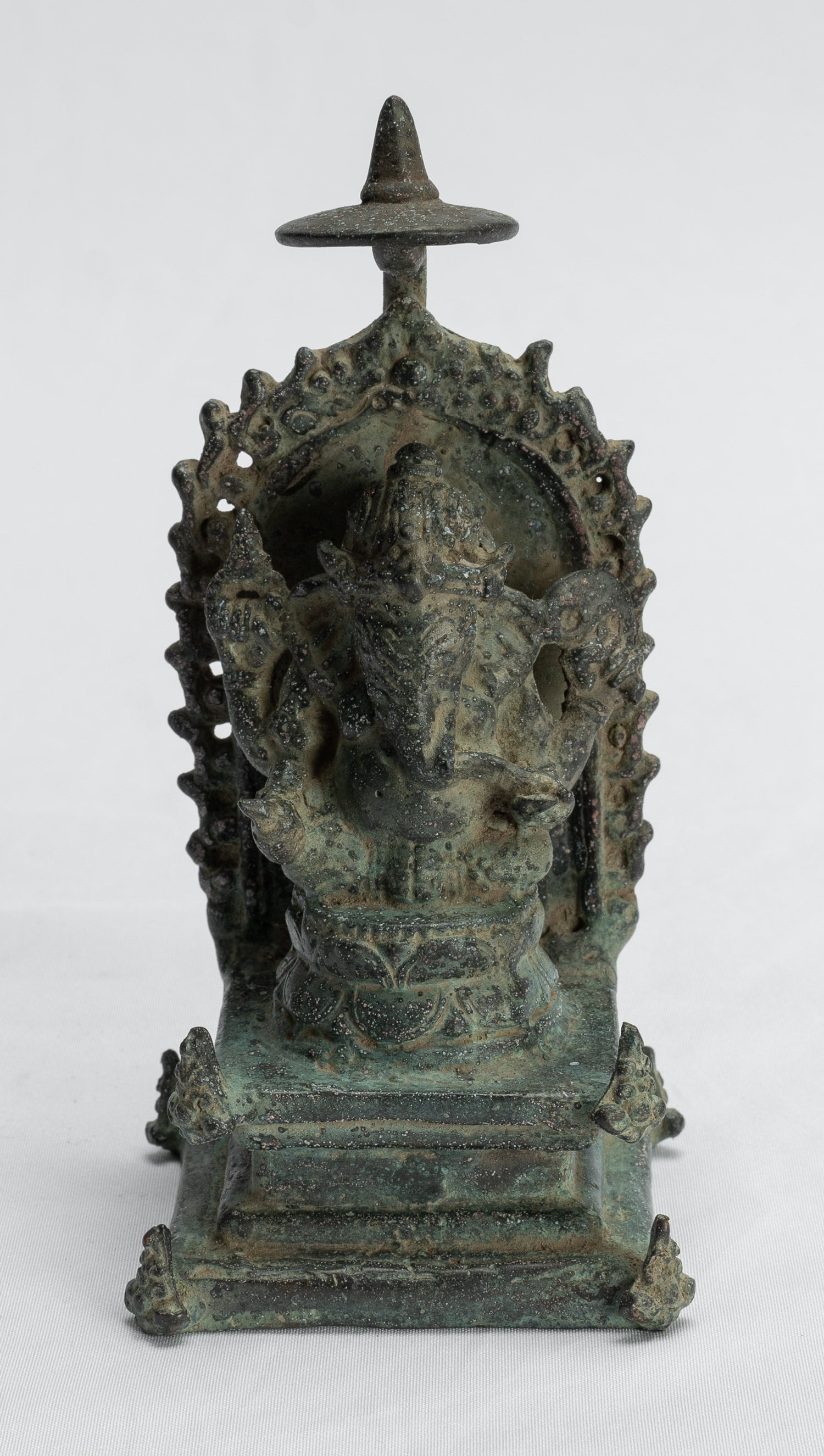 Estatua de Ganesha - Estatua de Ganesha indonesia de bronce de estilo javanés antiguo - 14 cm/6 "