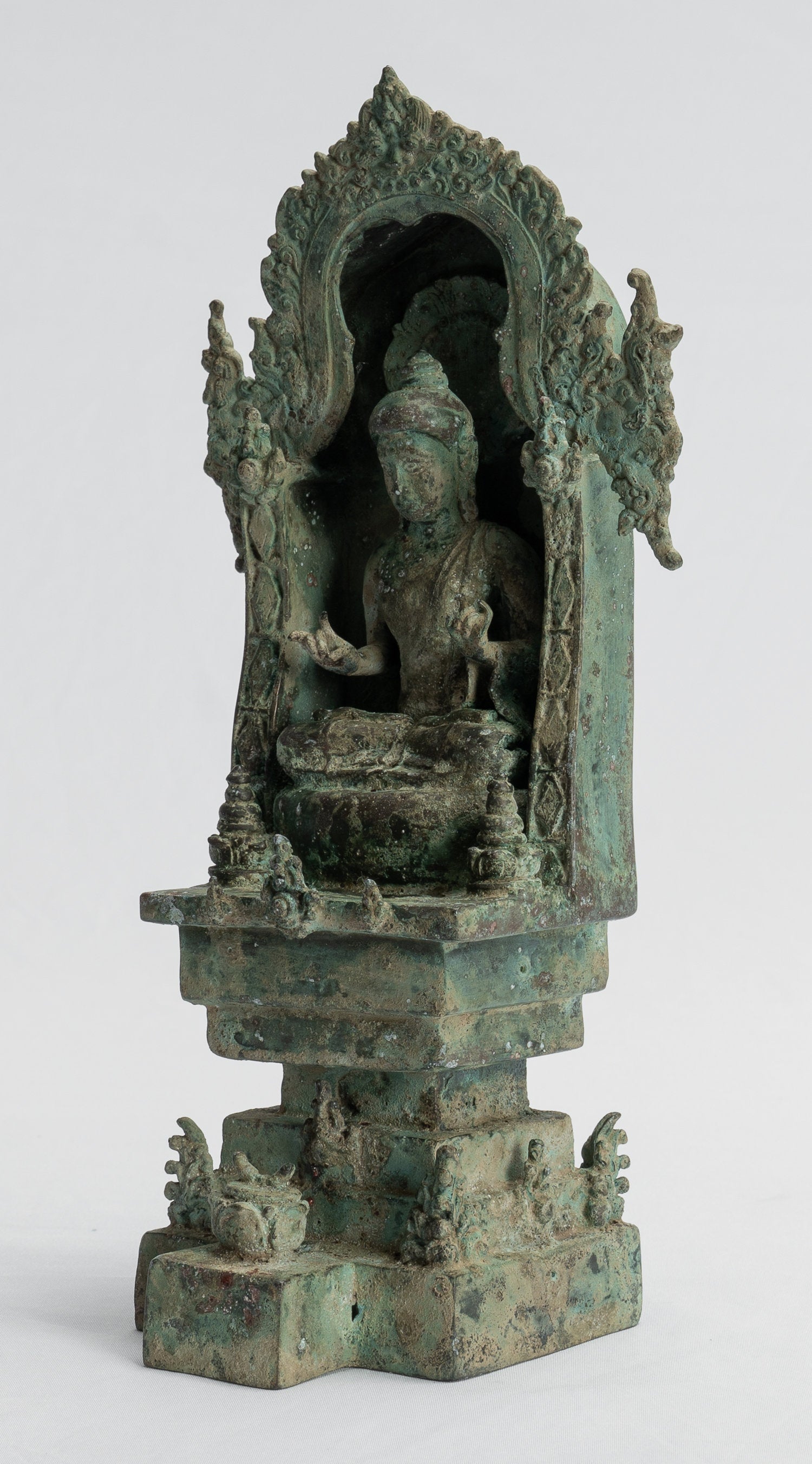 Estatua de Buda - Estatua de Buda de Buda de bronce indonesio antiguo de bronce indonesio -26cm/10 "