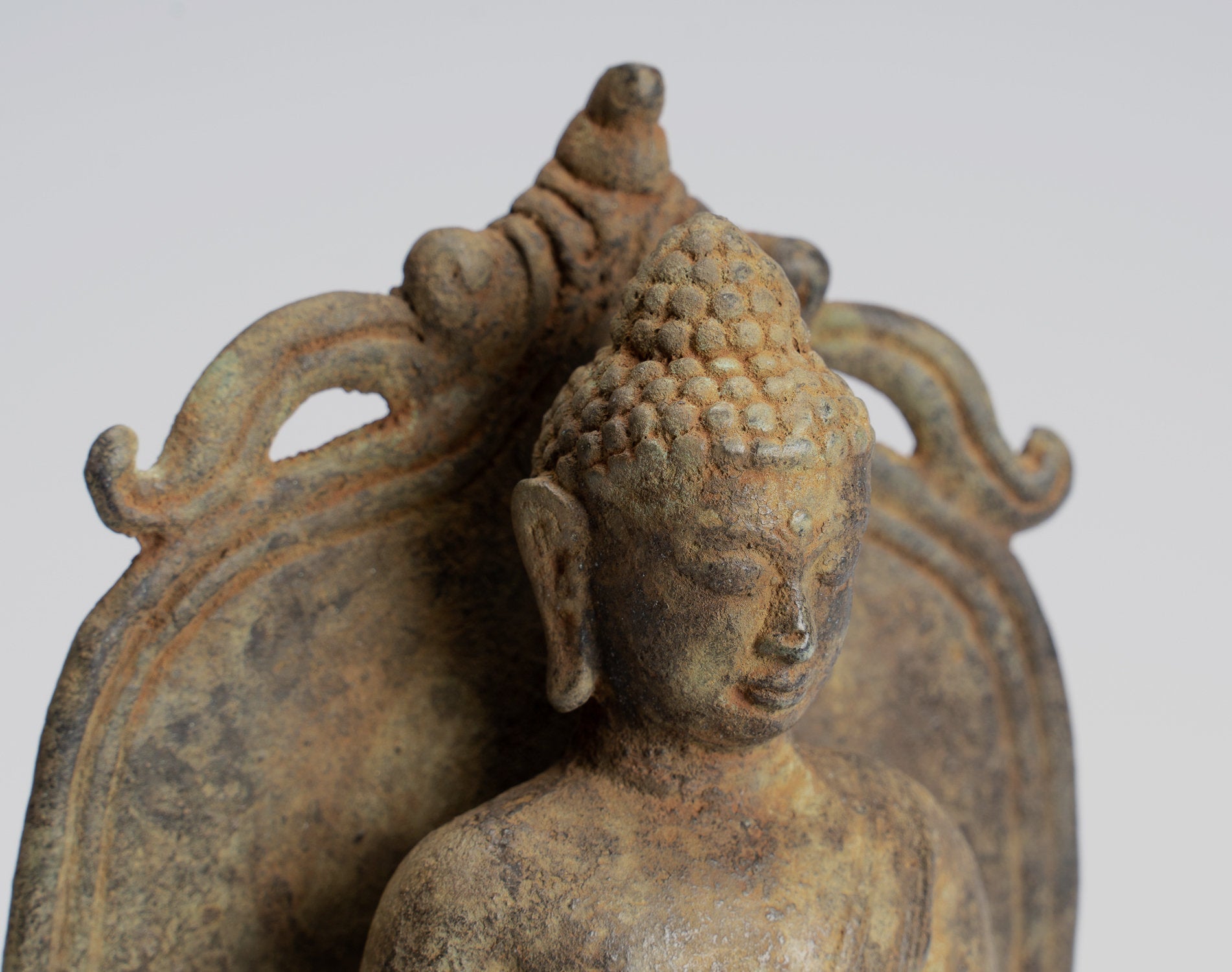 Estatua de Buda - Estatua de Buda Javanese Amitabha de estilo indonesio antiguo de bronce - 16 cm/6 "