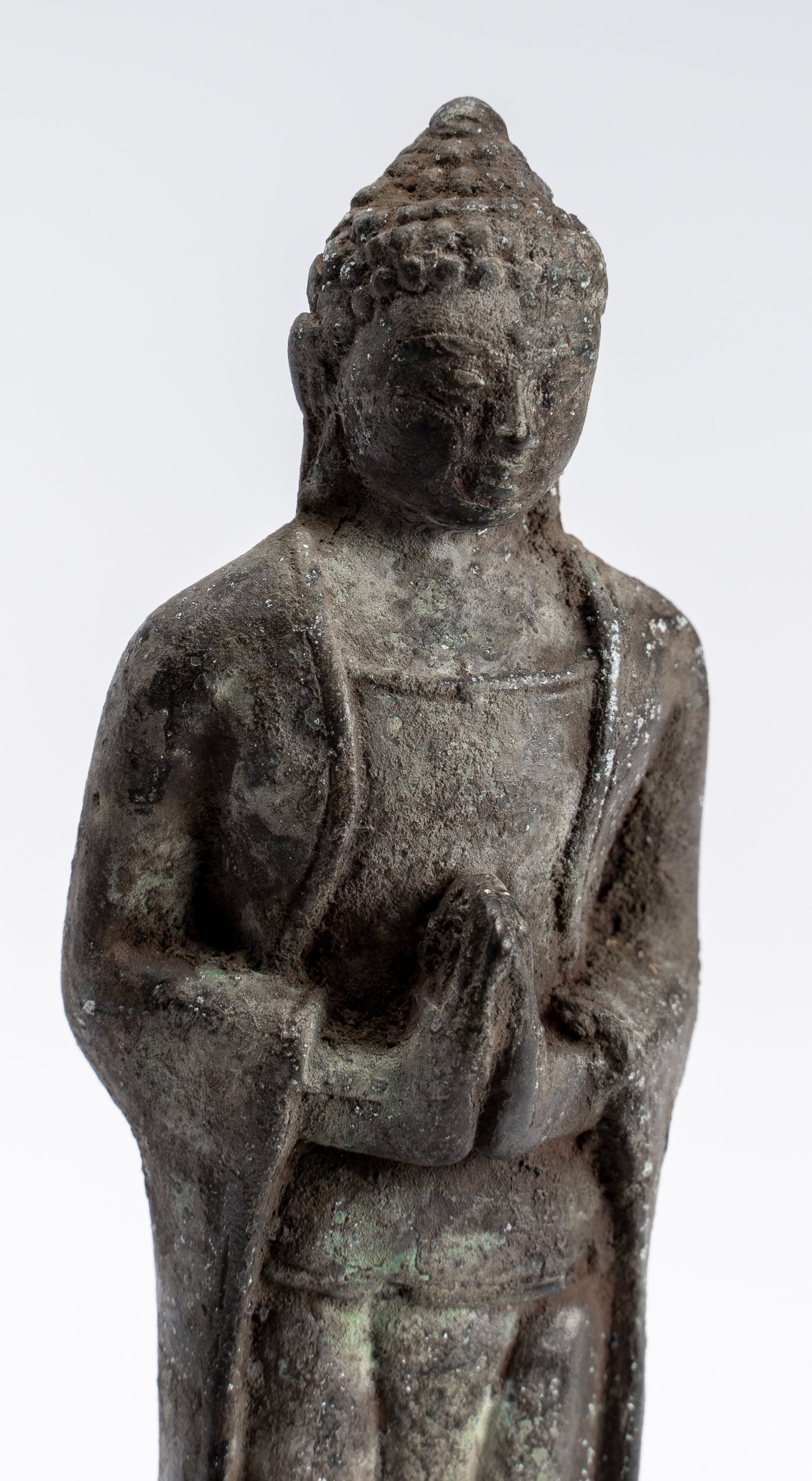 Buddha Statue mit Antiker indonesischer Stil Stehende Bronze Javanesische Anbetung Buddha mit 16cm/6"