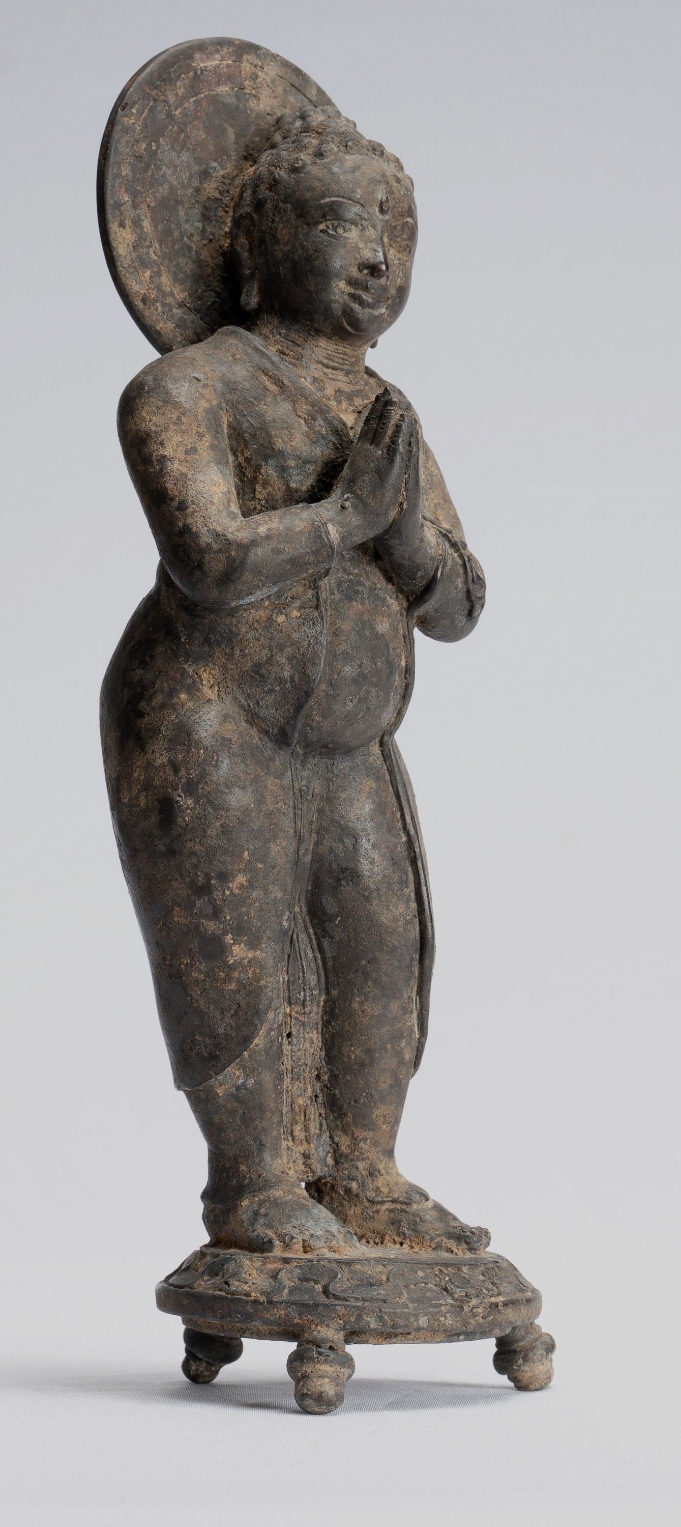 Statua Buddha - Antique stile indonesiano in piedi bronzo giavanese gautama Buddha - 28 cm/11 "