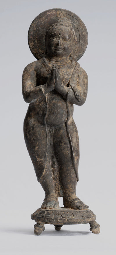 Buddha Statue-Antike indonesische Stil Standing Bronze Javanese Gautama Buddha-28cm/11 "