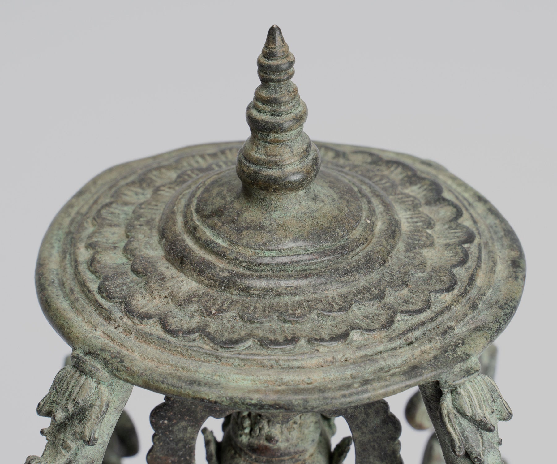 Tara Statue - Antique Java Style Majapahit Seated Bronze Devi Tara Statue - 22cm/9"