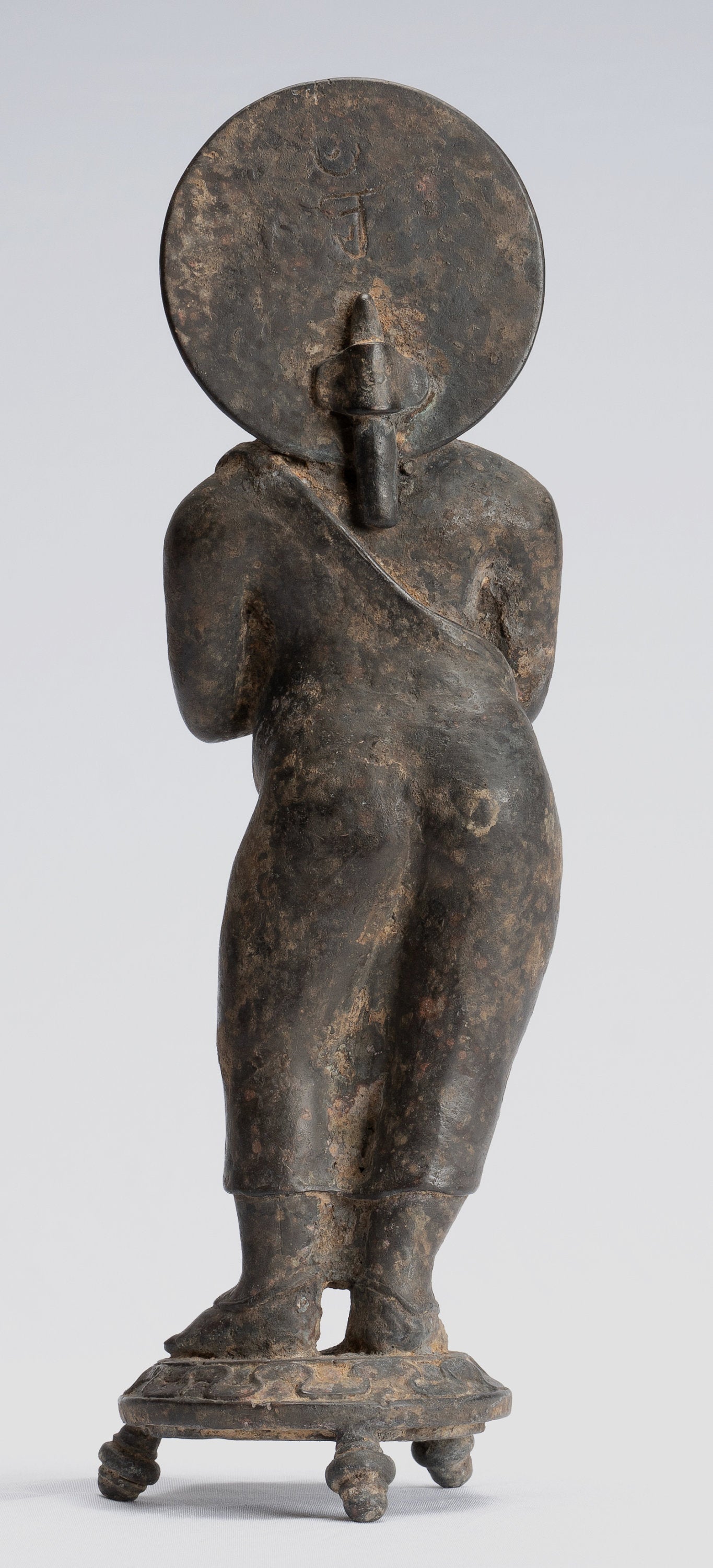 Statua Buddha - Antique stile indonesiano in piedi bronzo giavanese gautama Buddha - 28 cm/11 "