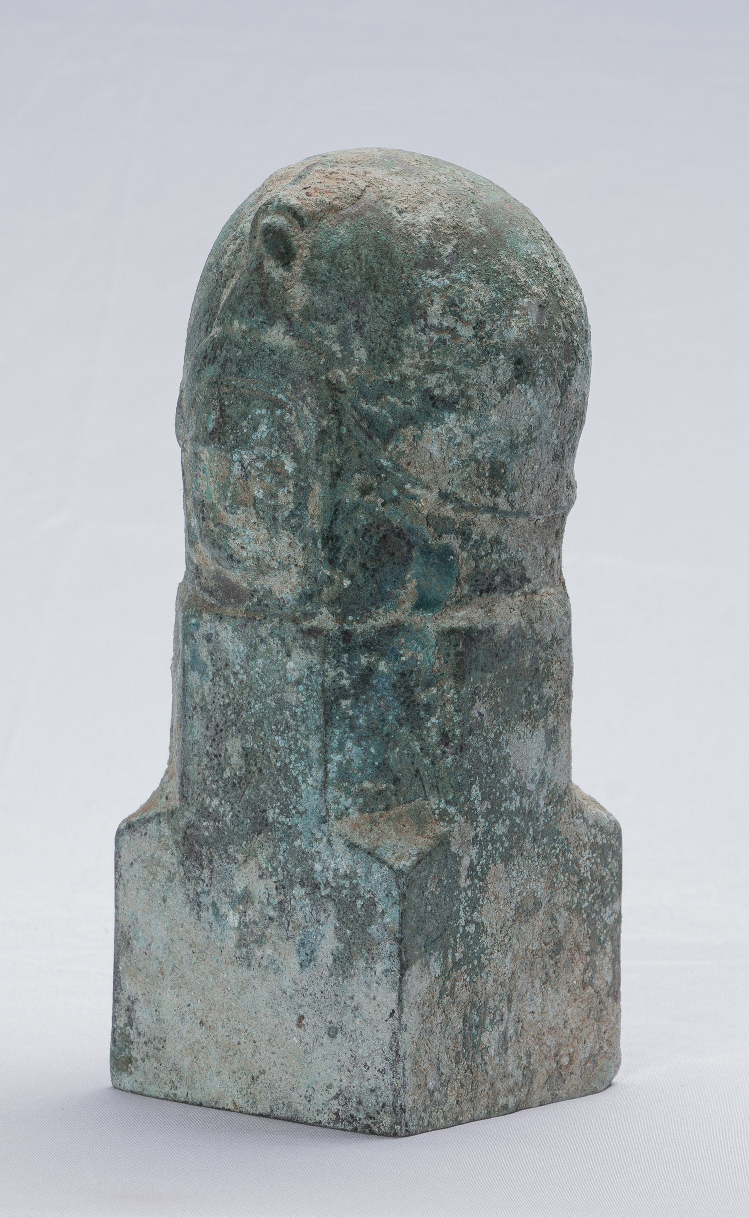 Antique Khmer Style Verdigris Bronzo Shiva Linga / Lingnum & Yoni - 14 cm / 6 "