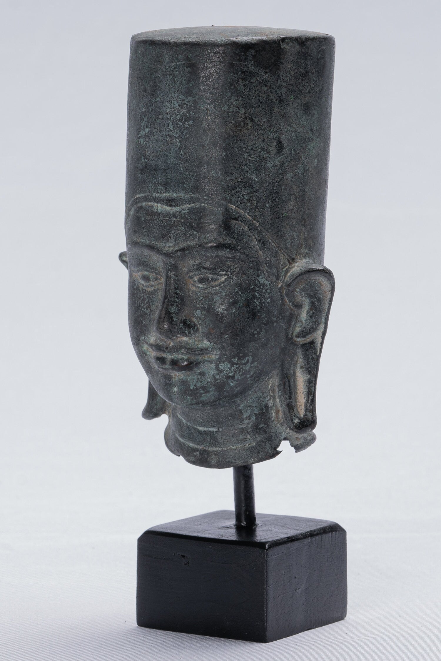 Vishnu Statue-Antique Phnom Da Style montés en bronze khmer Vishnu Head-19cm/8 "