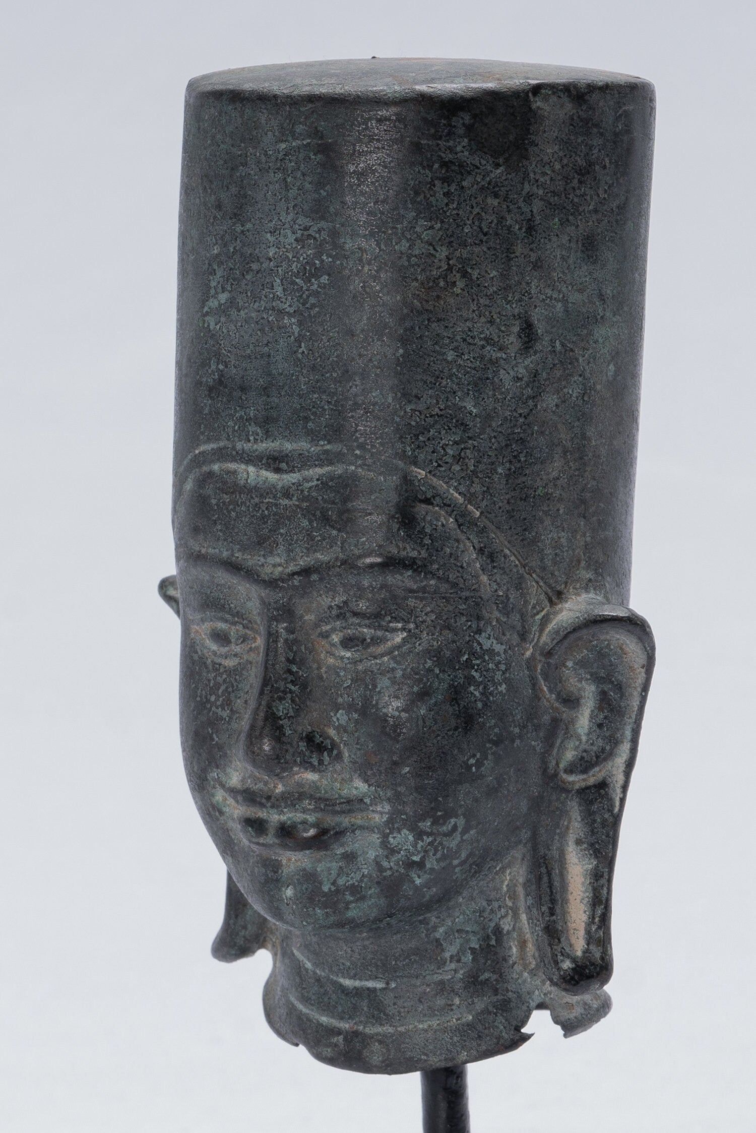 Vishnu Statue-Antique Phnom Da Style montés en bronze khmer Vishnu Head-19cm/8 "