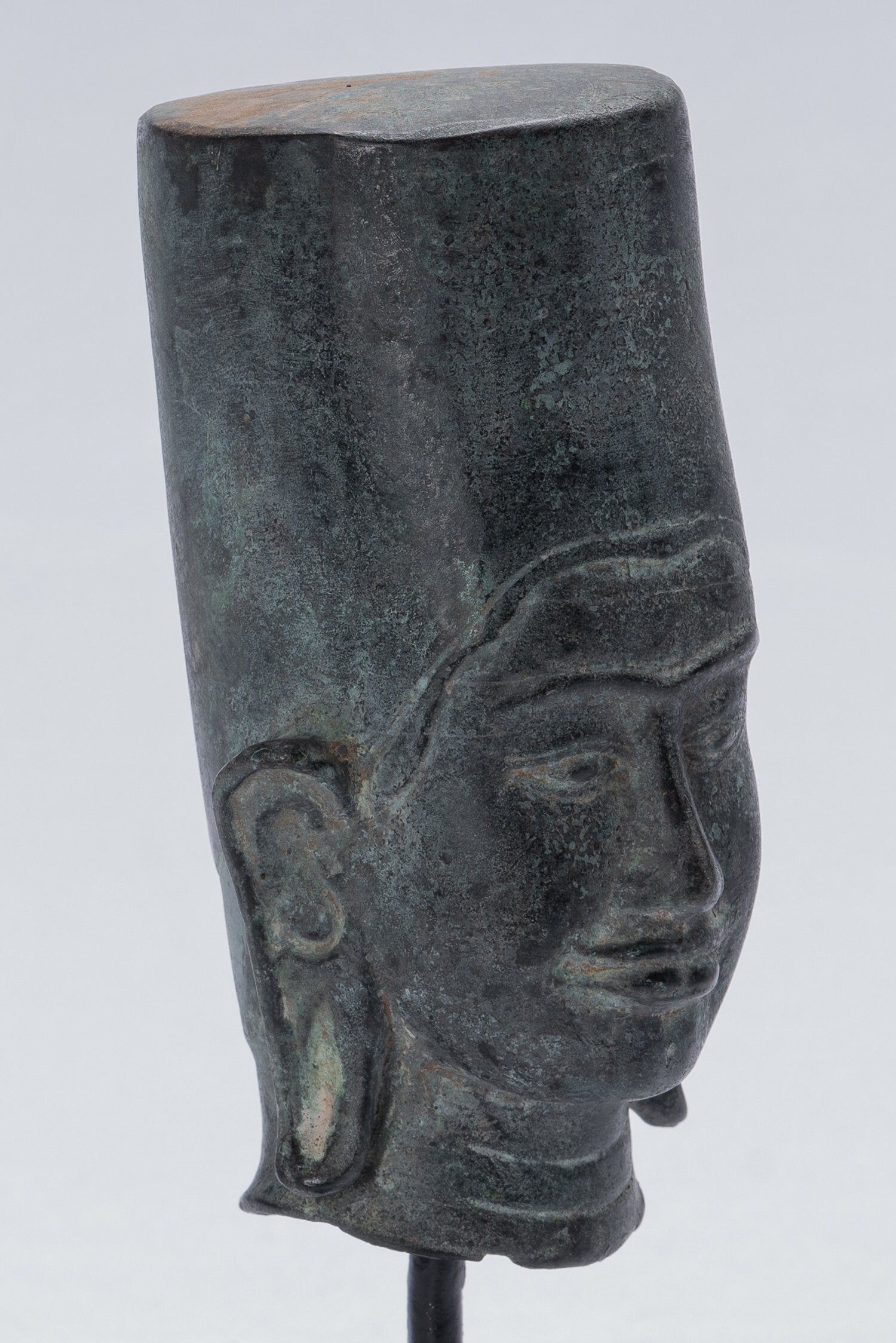 Vishnu Statue-Antique Phnom Da Style montés en bronze khmer Vishnu Head-19cm/8 "